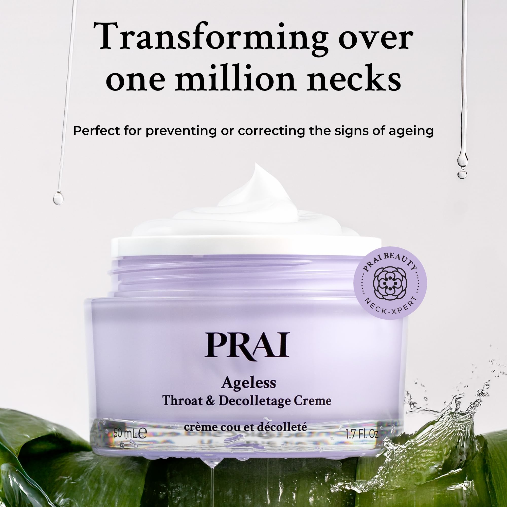 PRAI Ageless Throat & Decolletage Creme 30ml - Anti-Ageing, Collagen Boosting Skincare Cream - Tightens & Firms Skin, Reduces Wrinkles - Luxury Neck Moisturiser With Hyaluronic Acid - 7 Day Results