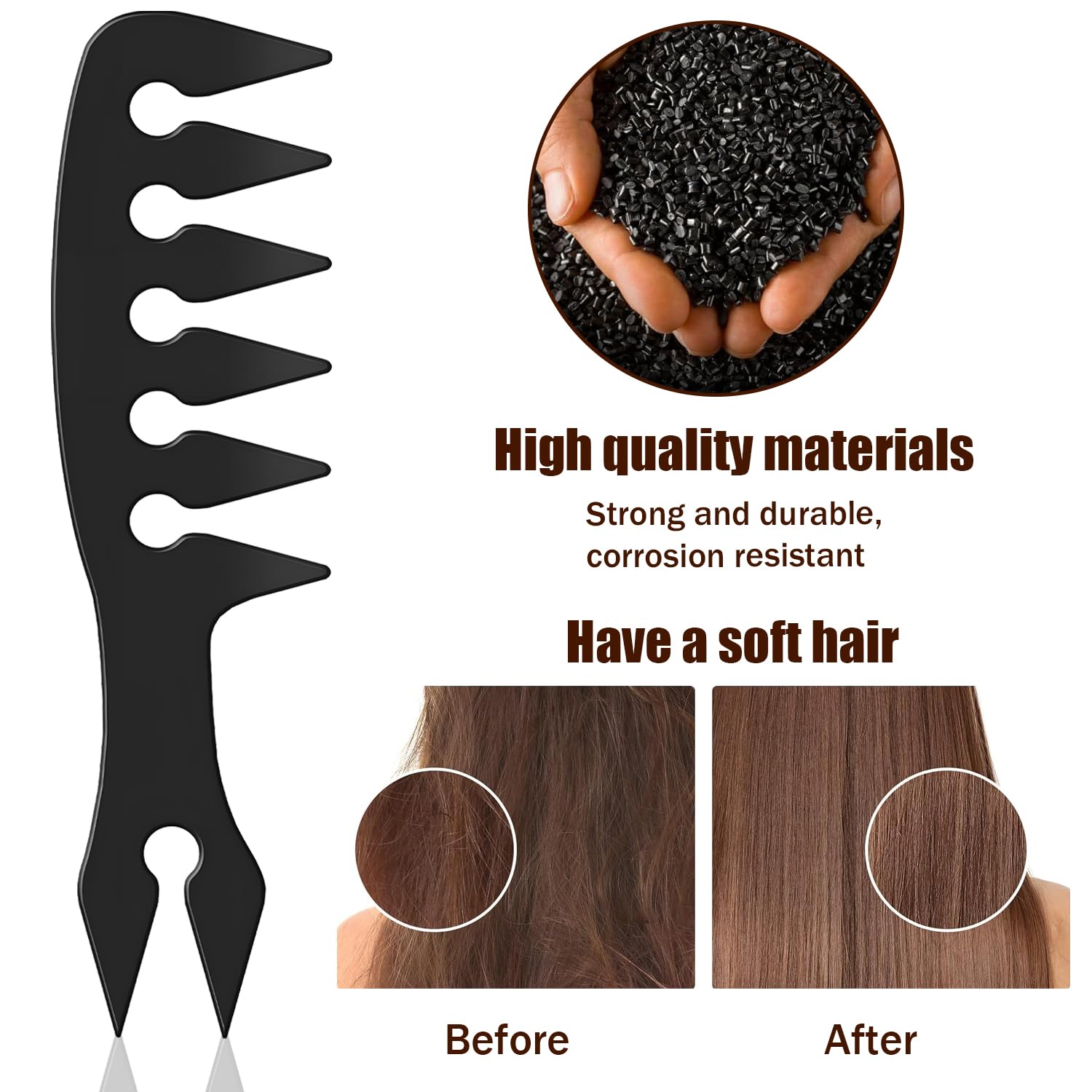 Wide Tooth Combs,Texture Comb for Hair Styling Men Women Barber Black
