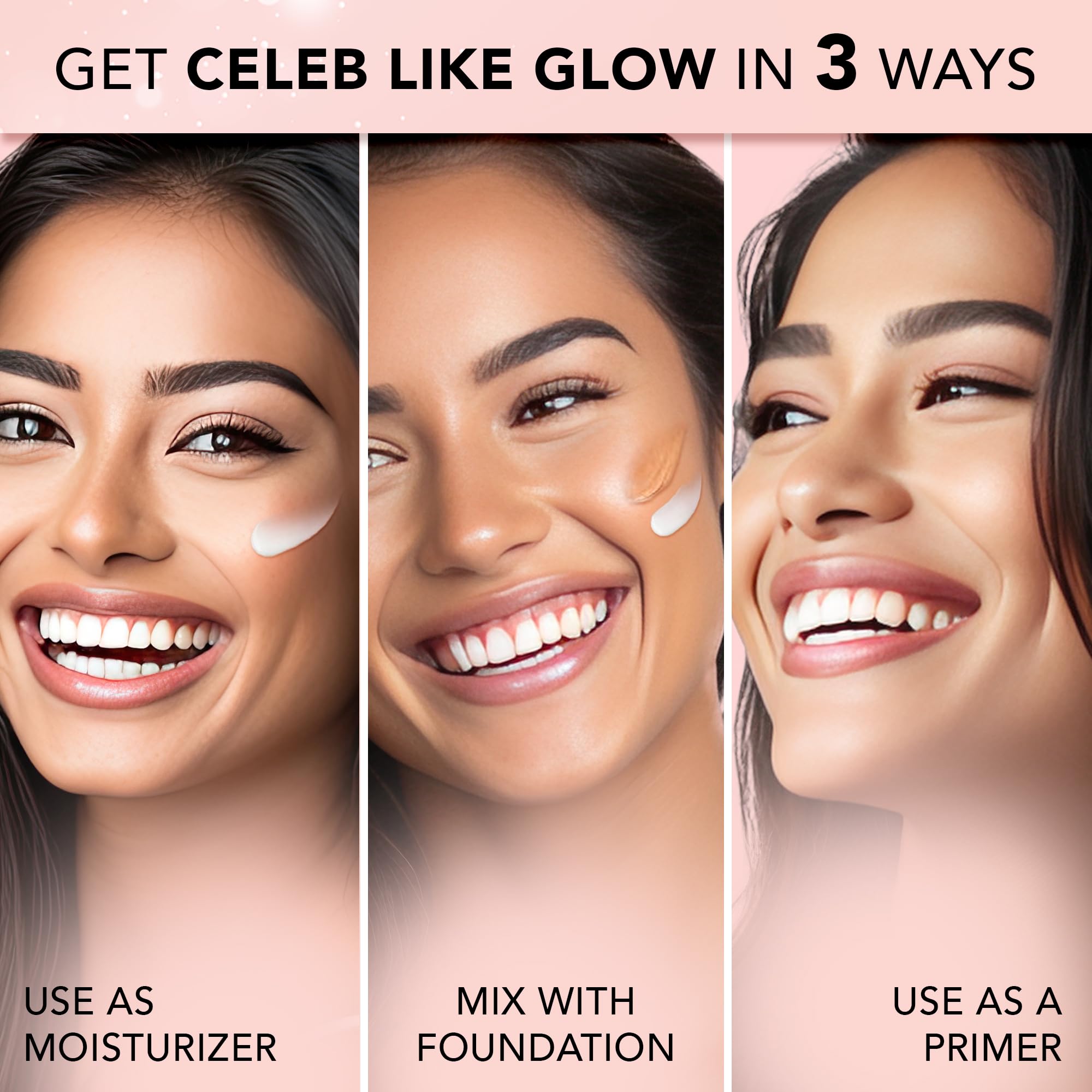 FACESCANADA Strobe Cream - Rose Gold | with Shea Butter & Hyaluronic Acid | Hydrating & Illuminating Makeup | for Radiant Dewy Skin | 1.01 Fl Oz (30ml)