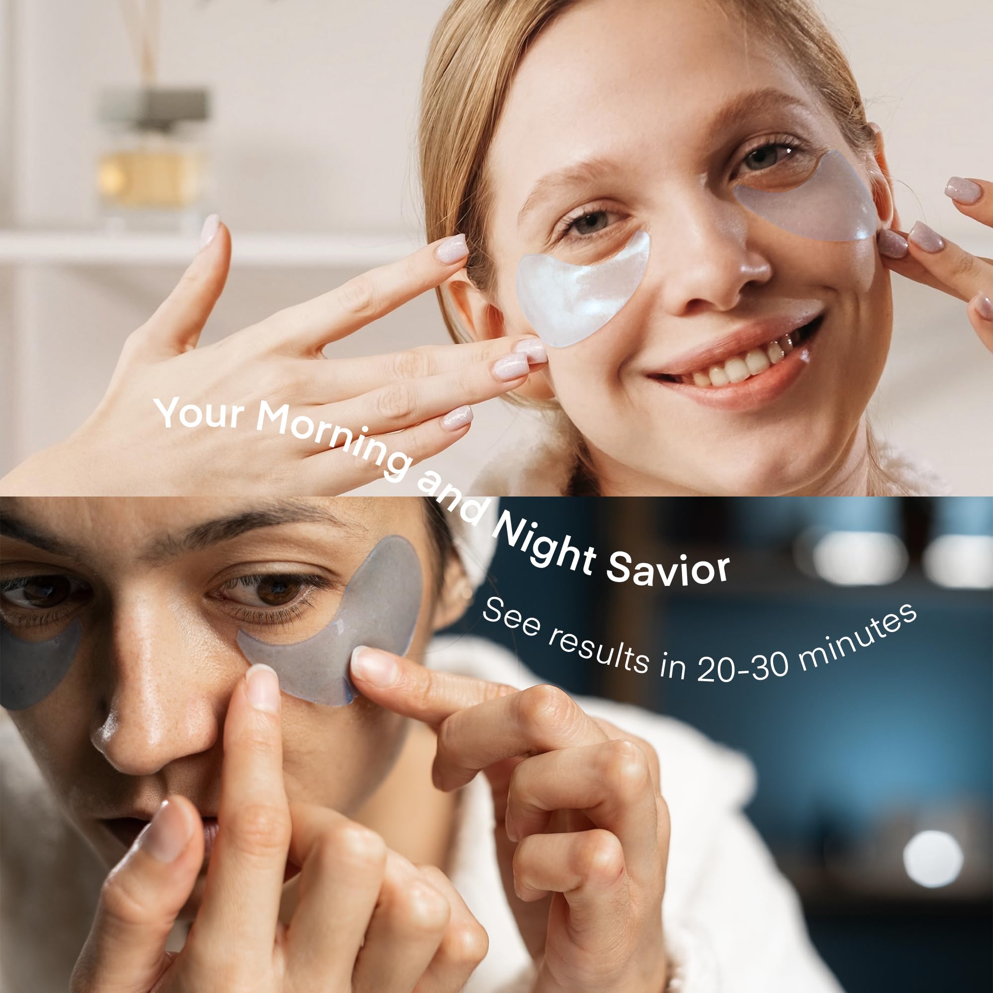 Korean Under Eye Gel Patches: Eye Masks for Puffy Eyes Dark Circles & Wrinkles with Caffeine Hyaluronic Acid & Niacinamide - Brightening Hydrating & Cooling Hydrogel Skincare Pads - 30 Pairs, Vegan