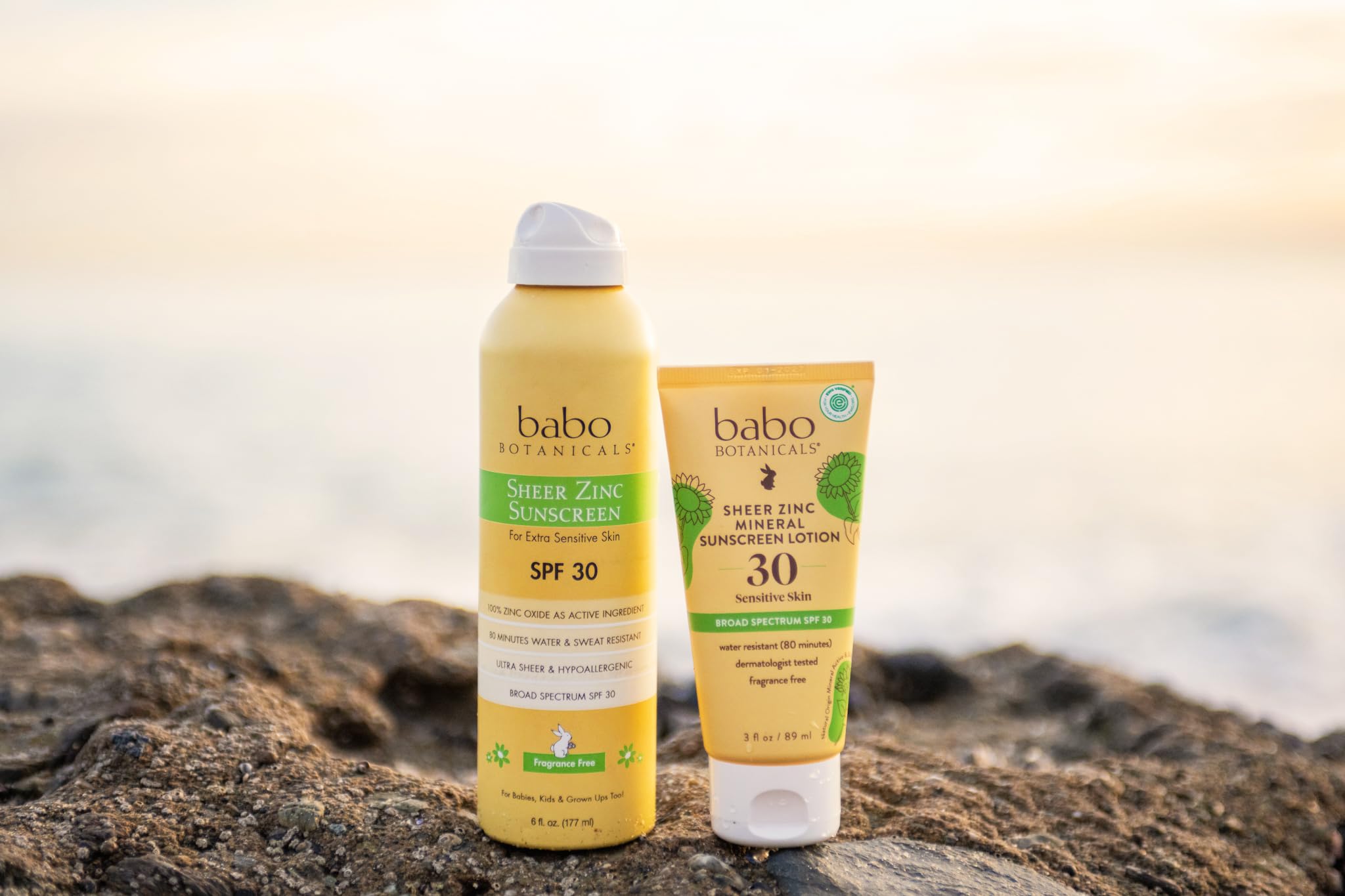 Babo Botanicals Zinc Sunscreen Lotion SPF 30 with 100% Mineral Actives, Non-Greasy, Water-Resistant, Fragrance-Free, Vegan, For Babies, Kids or Sensitive Skin, Clear, 3 Fl Oz