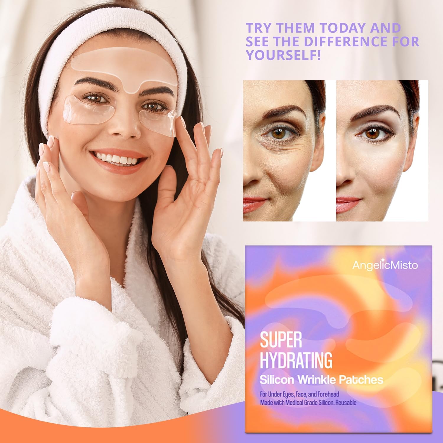 Silicone Wrinkle Patches for Forehead, Under Eye & Face: Reusable & Non-Invasive, Smooth Look & Fine Line Care - Medical Grade Silicone Face Patches Kit
