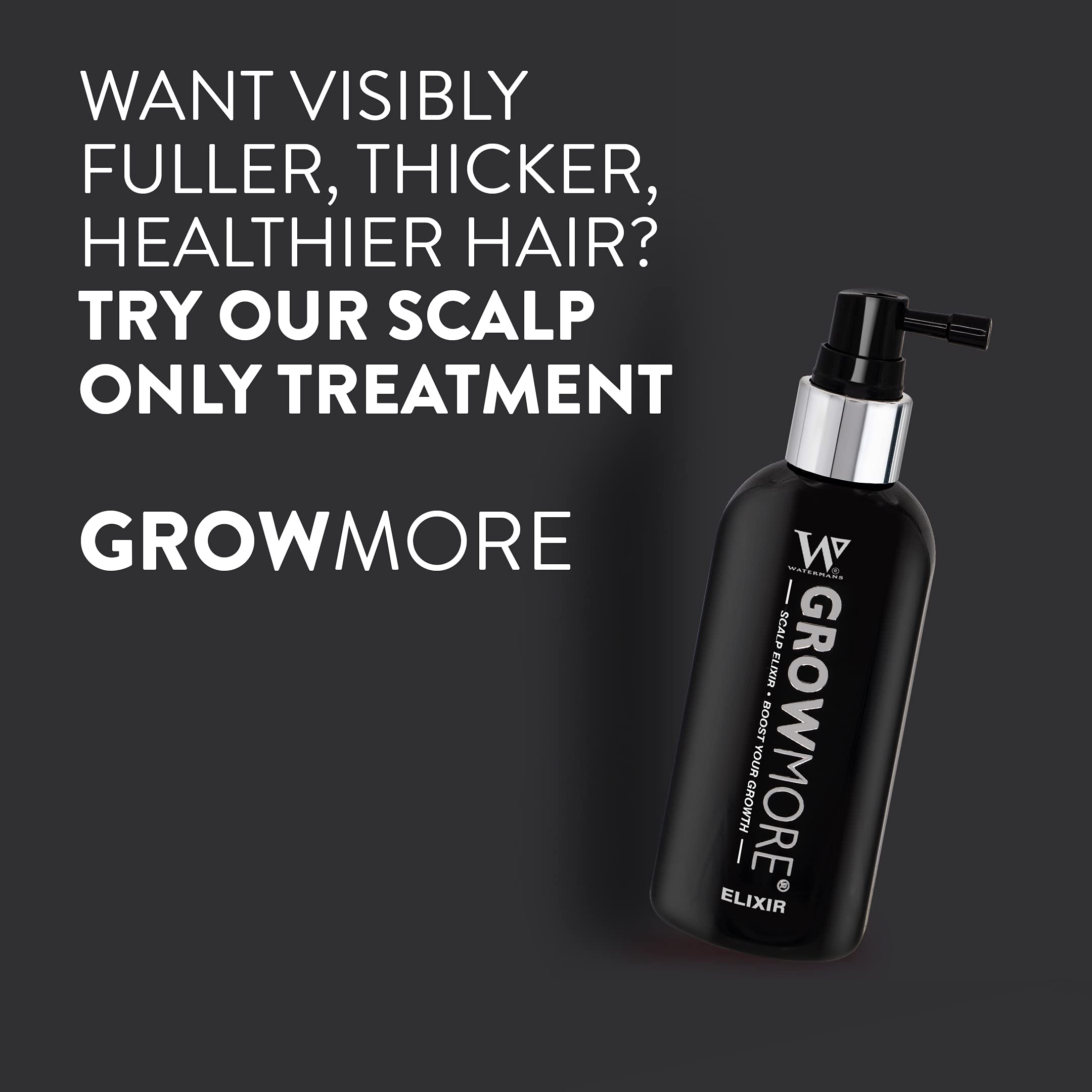 Watermans Grow More Elixir: Hair Growth Serum, Leave-In Scalp Treatment for Hair Loss & Thickening Hair. Boost Growth for Both Women & Men
