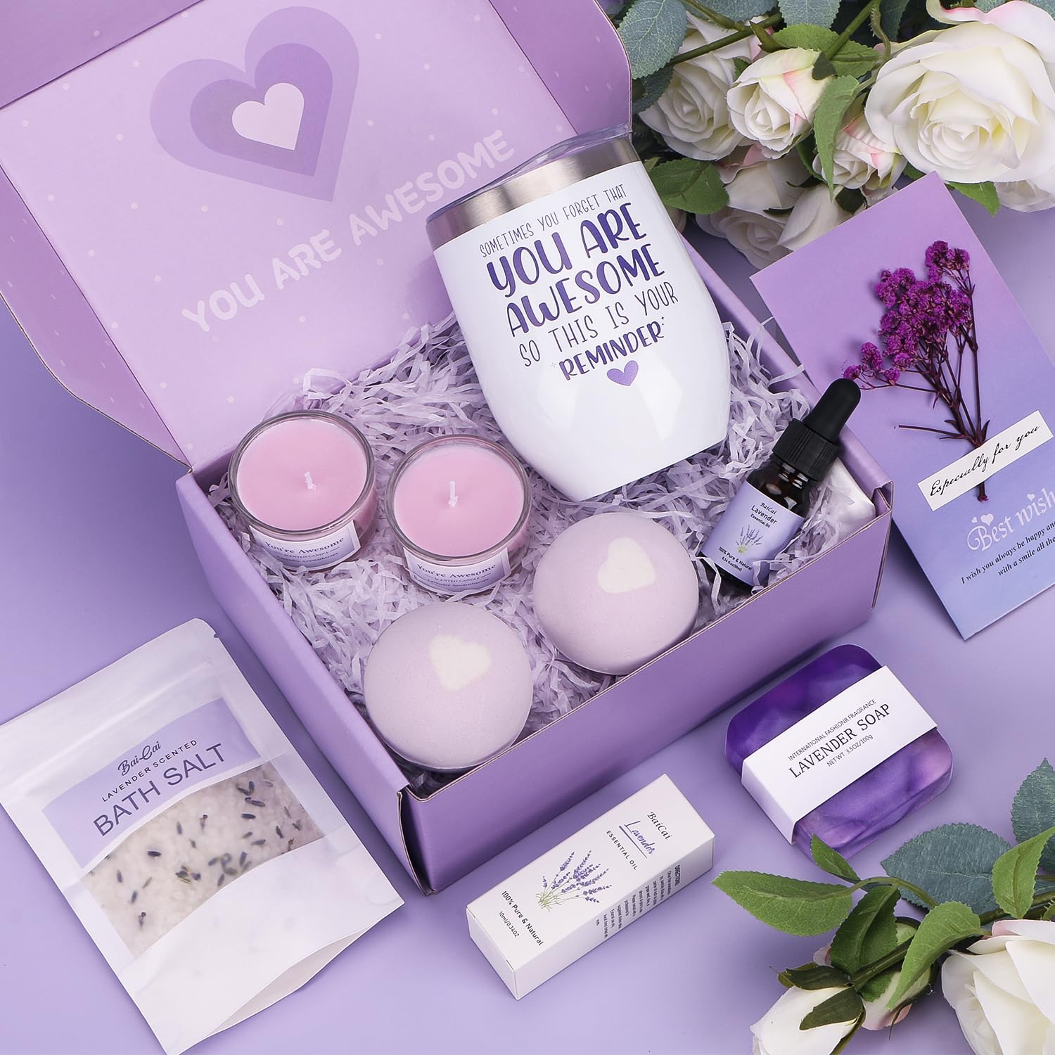 Birthday Gifts For Women, Lavender Pamper Hampers For Women Birthday Pamper Gift For Her Mom Self Care Gift Relaxation Gifts Sleep Well Gift Set For Women, Hamper Gifts For Friends ,Sister