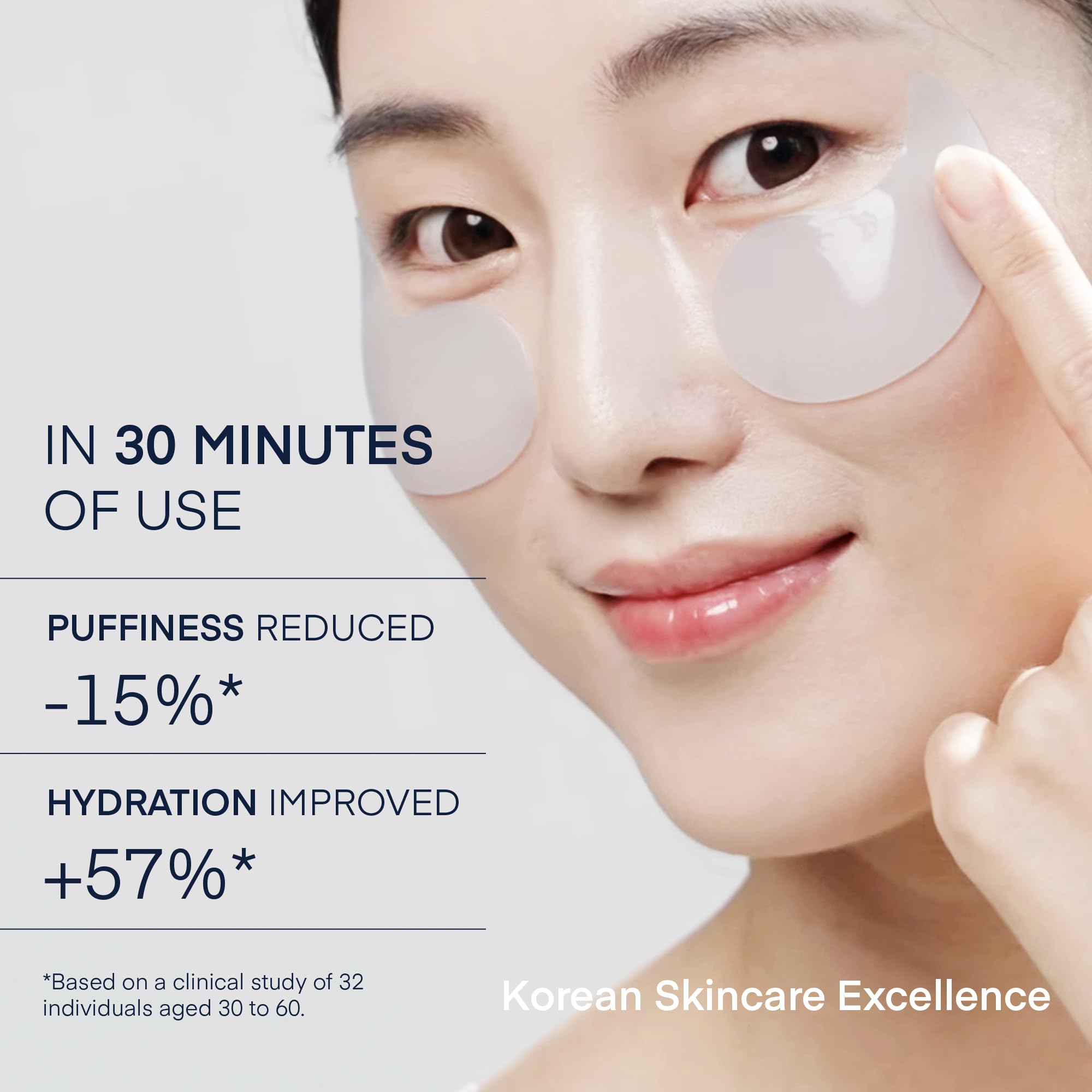 Korean Under Eye Gel Patches: Eye Masks for Puffy Eyes Dark Circles & Wrinkles with Caffeine Hyaluronic Acid & Niacinamide - Brightening Hydrating & Cooling Hydrogel Skincare Pads - 30 Pairs, Vegan