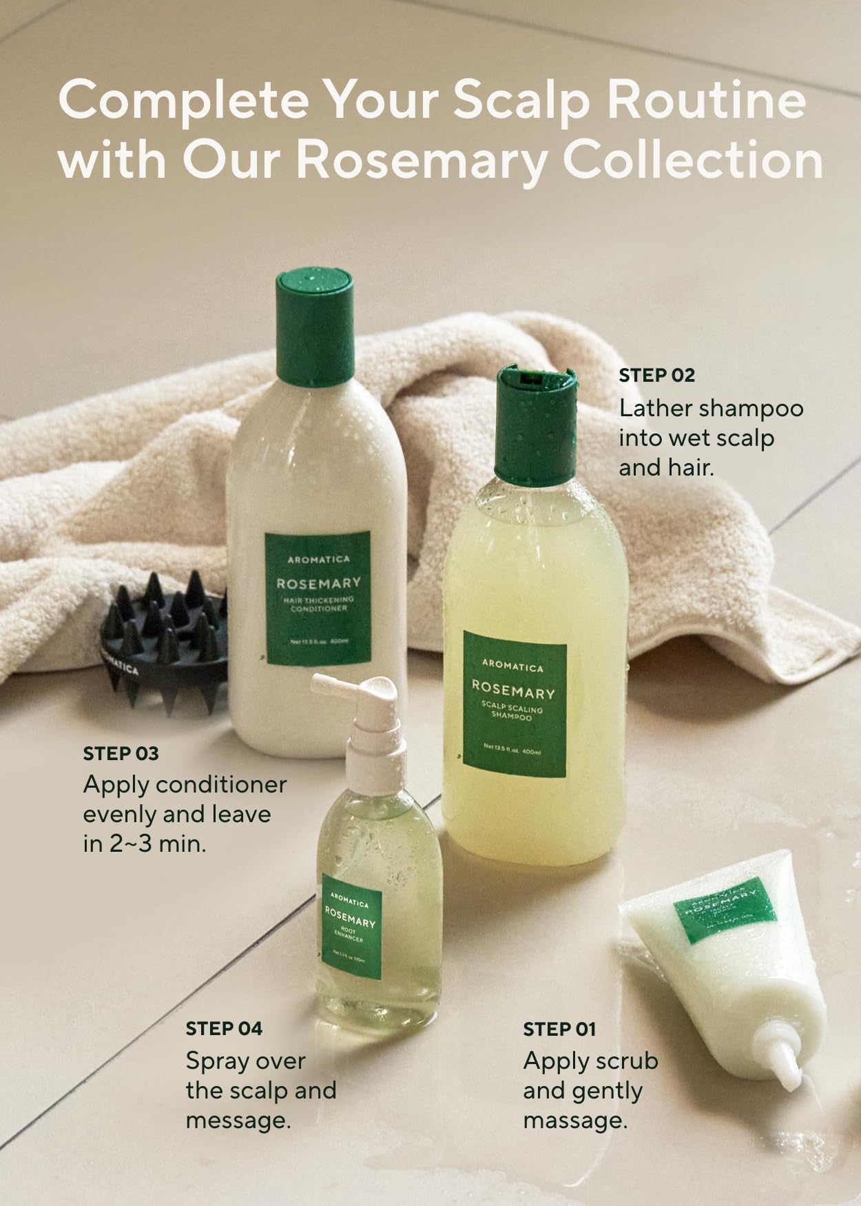 AROMATICA Root Enhancer Rosemary oil for hair growth – Flaky & Itchy & Dry Scalp Treatment – Hair Oil for Scalp Exfoliator & Detox – Free from Sulfate, Silicone, and Paraben (3.38oz)