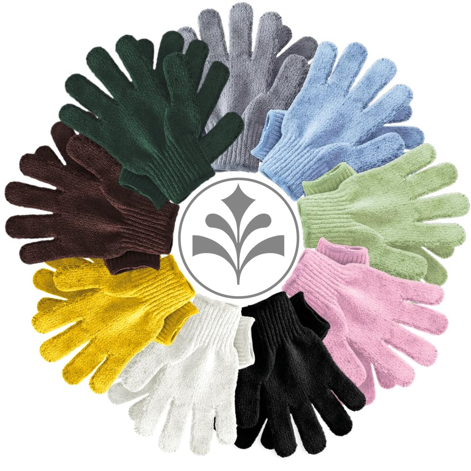 Temple Spring Exfoliating Glove, Carbonized Rayon Bamboo Exfoliating Body Scrubber, Loofah Washcloth, Exfoliate Loofa Shower Scrubber, Body Exfoliator Scrub, Shower Loofah Bath Sponge - Grey XL