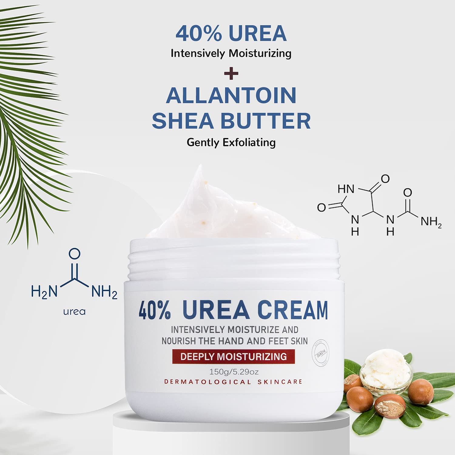 OUKEYA Urea Cream 40 Percent, Urea Foot & Hand Cream for Cracked Heels and Dry Skin, Urea Lotion for Deep Moisturizing, Callus Remover Nourishes Soften, Maximum Strength(150g (Pack of 2))