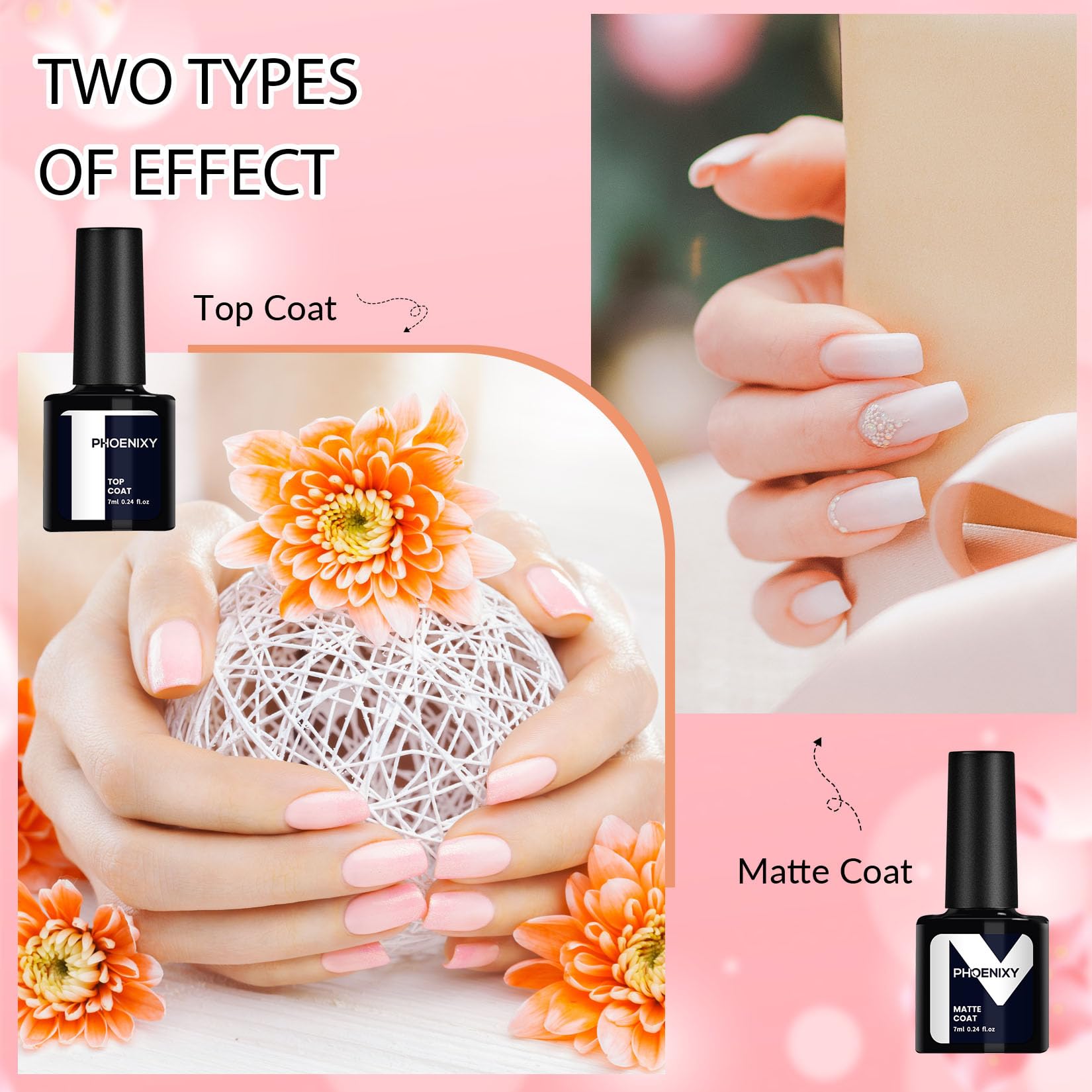 Phoenixy Gel Nail Polish, 21 Colours Nail Polish Starter Kit Soak Off Gel Polish Nail Varnish Set Base and Top Coat Gifts Set for Women