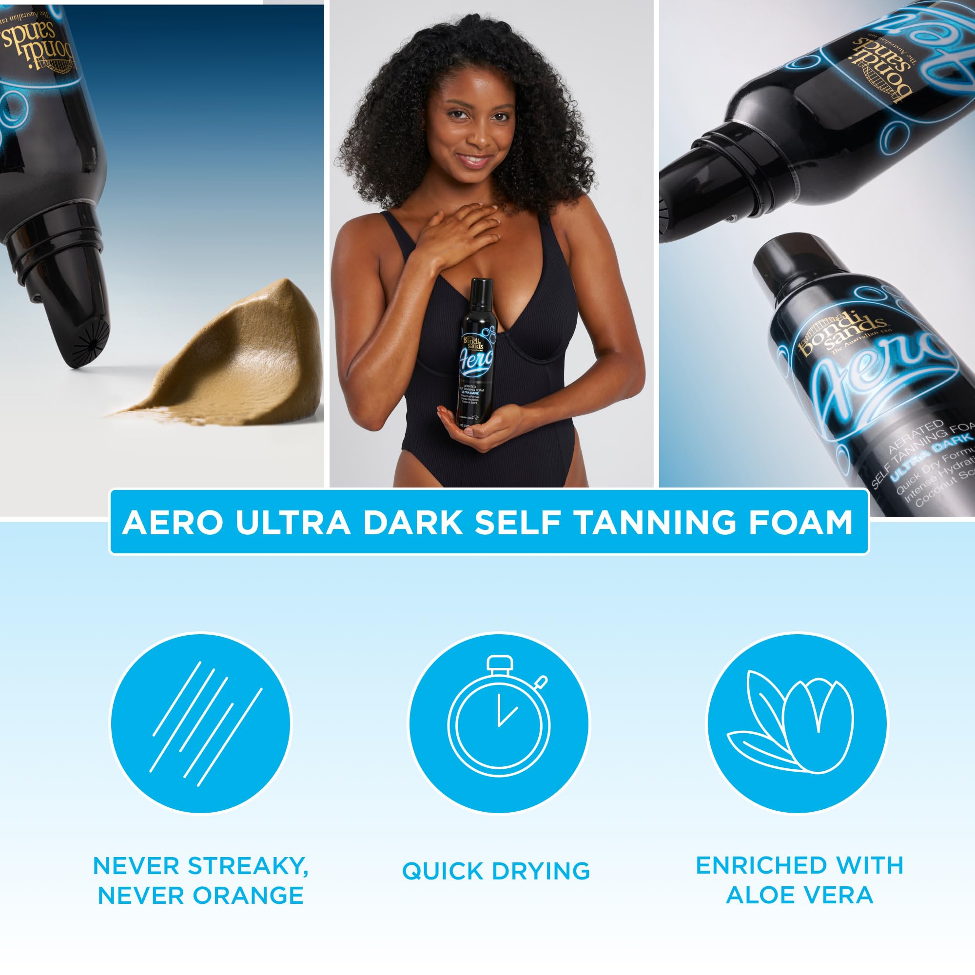 Bondi Sands Aero Self Tanning Foam | Lightweight + Fast-Drying Aerosol Formula Gives Skin a Hydrated, Long-Lasting Bronzed Glow | Ultra Dark, 7.61 Oz/225 mL