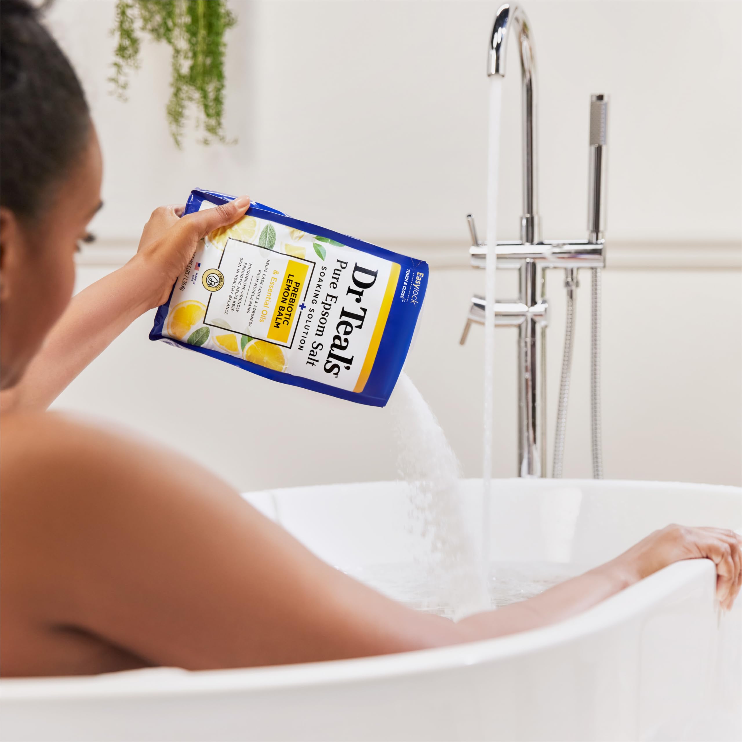 Dr Teal's Pure Epsom Salt Soaking Solution Prebiotic Lemon Balm with Essential Oils 3Lb 1.36Kg
