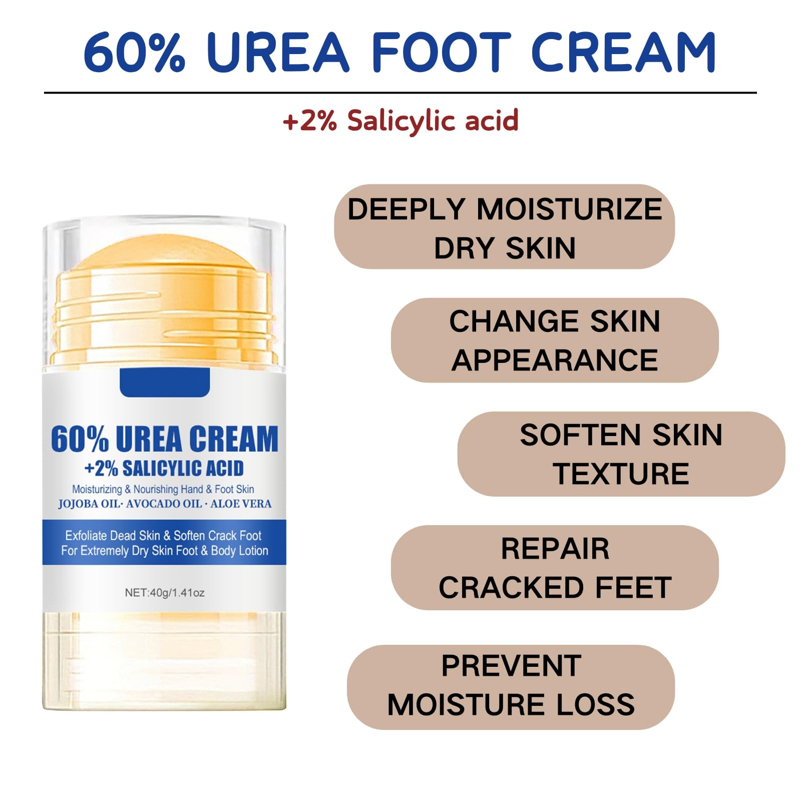 Urea Cream 60 Percent for Feet,4PCS Urea Foot Cream Upgrade Set with 2PCS 60% Urea Foot Cream,1Pairs Moisturizing Socks and 1 Foot File,Cracked Heel Repair Cream,Cracked Heels and Dry Skin