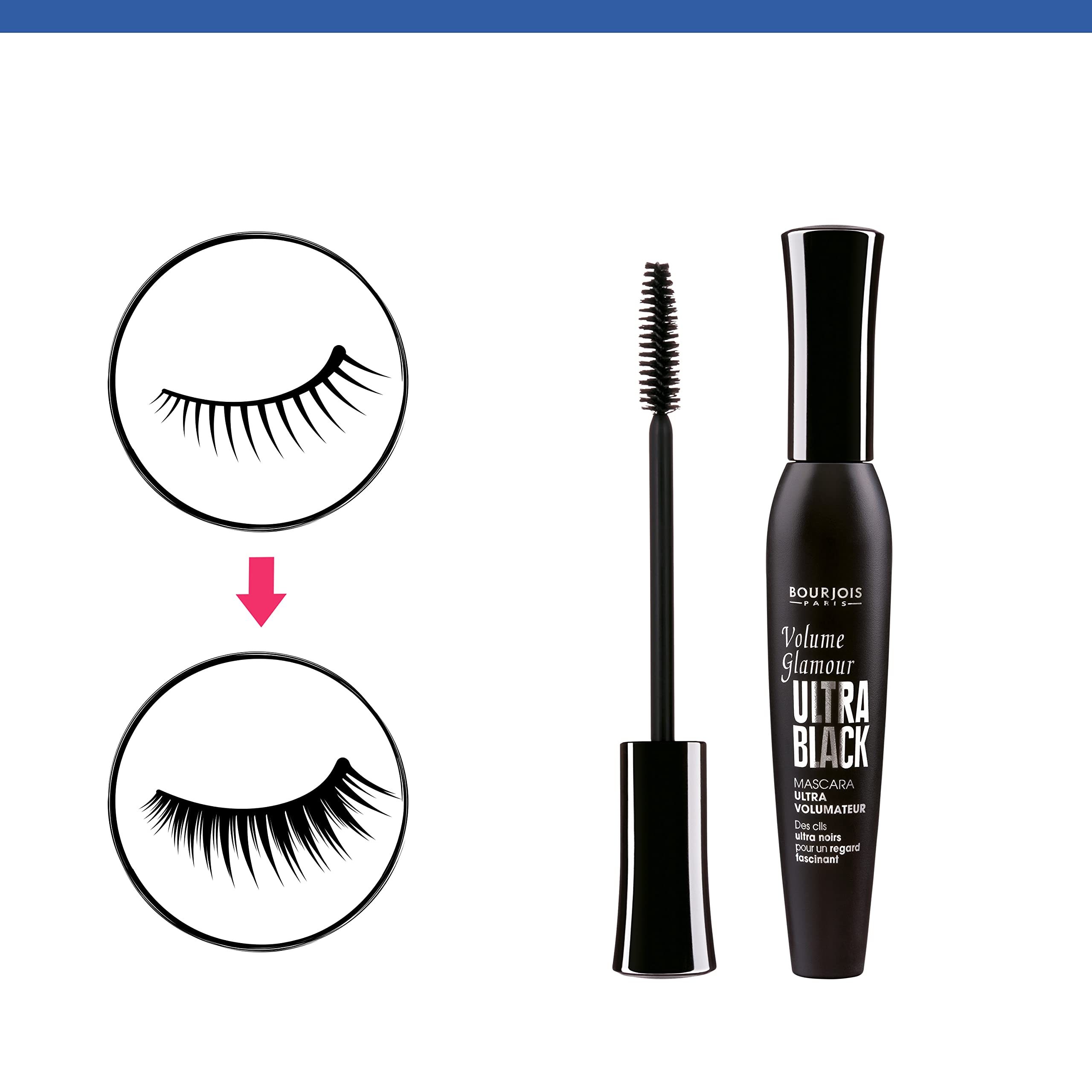 Bourjois Volume Glamour Mascara for Women, Ultra Black, 0.4 Ounce