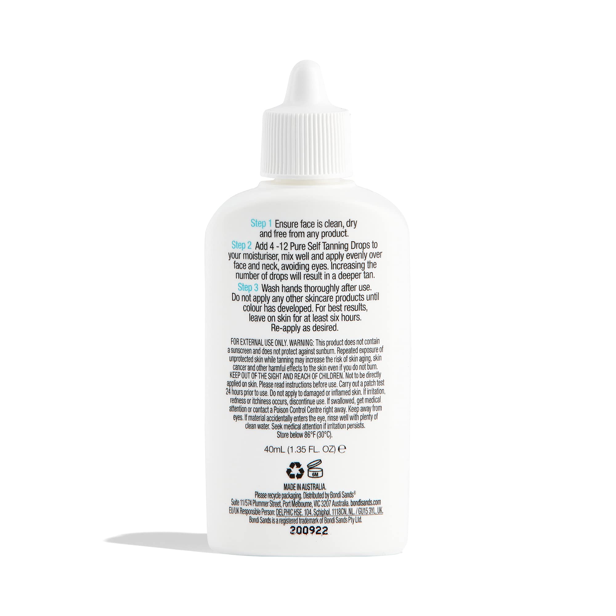 Bondi Sands PURE Self-Tanning Drops | Buildable + Customizable, Enriched with Hyaluronic Acid, Fragrance Free, Cruelty Free, Vegan | 1.35 Oz/40 mL
