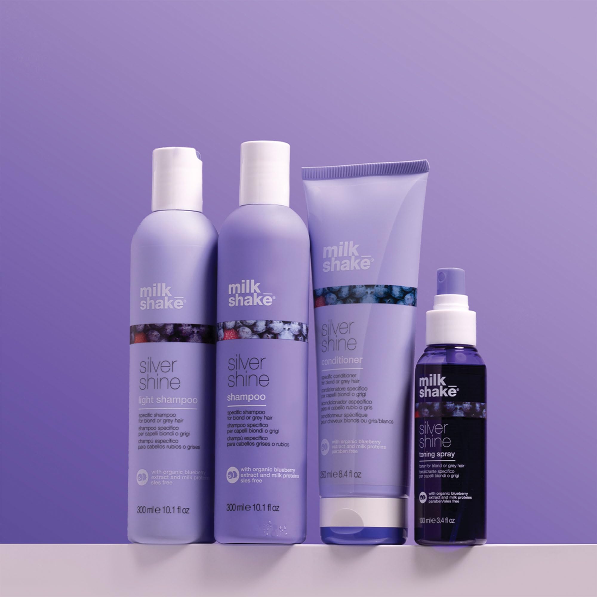 milk_shake | Silver Shine Shampoo 300 ml, Specific Anti-Yellow Shampoo for Blonde Natural, White or Grey Hair, with Purple Pigment, Made in Italy