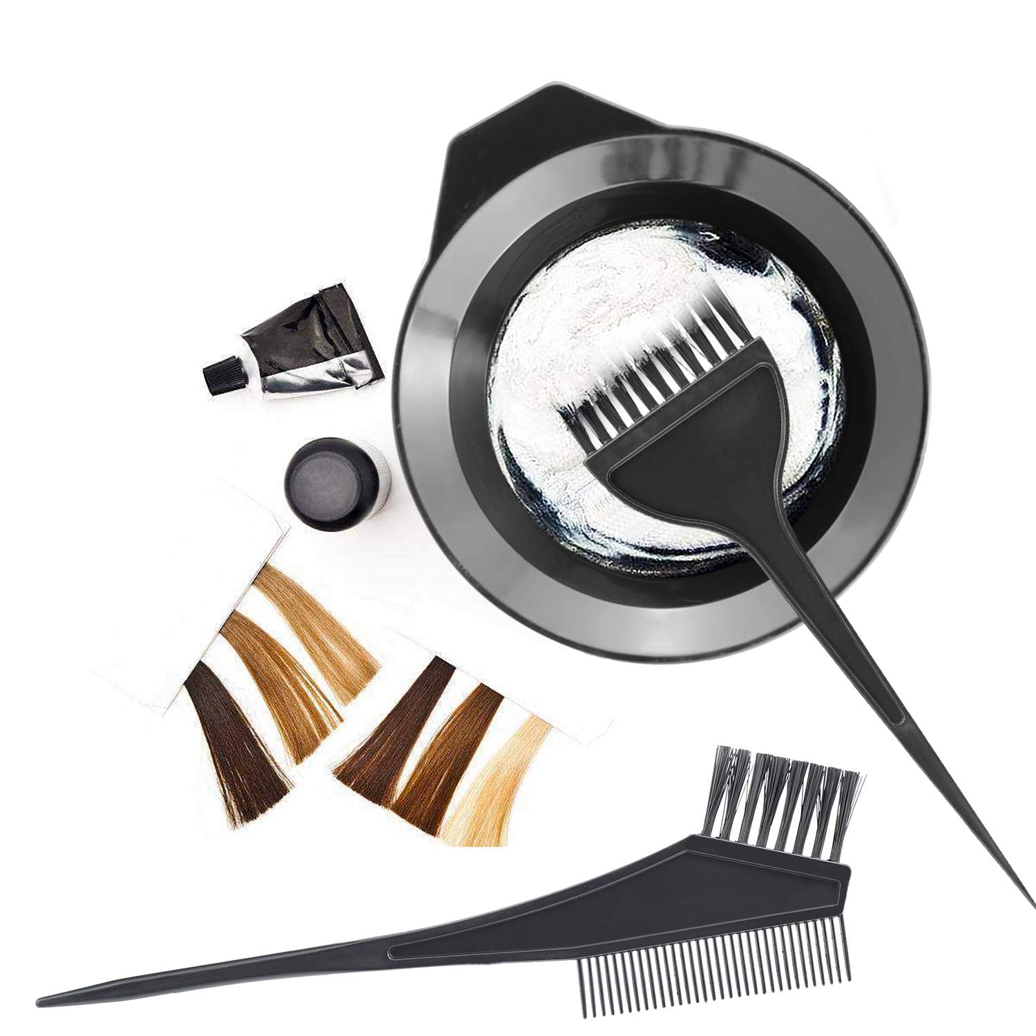 Hair Coloring Dyeing Kit, Gezimetie Hair Dyeing Tool Set, Brush Double-sided Coloring Comb and Bowl Set Kit DIY Salon