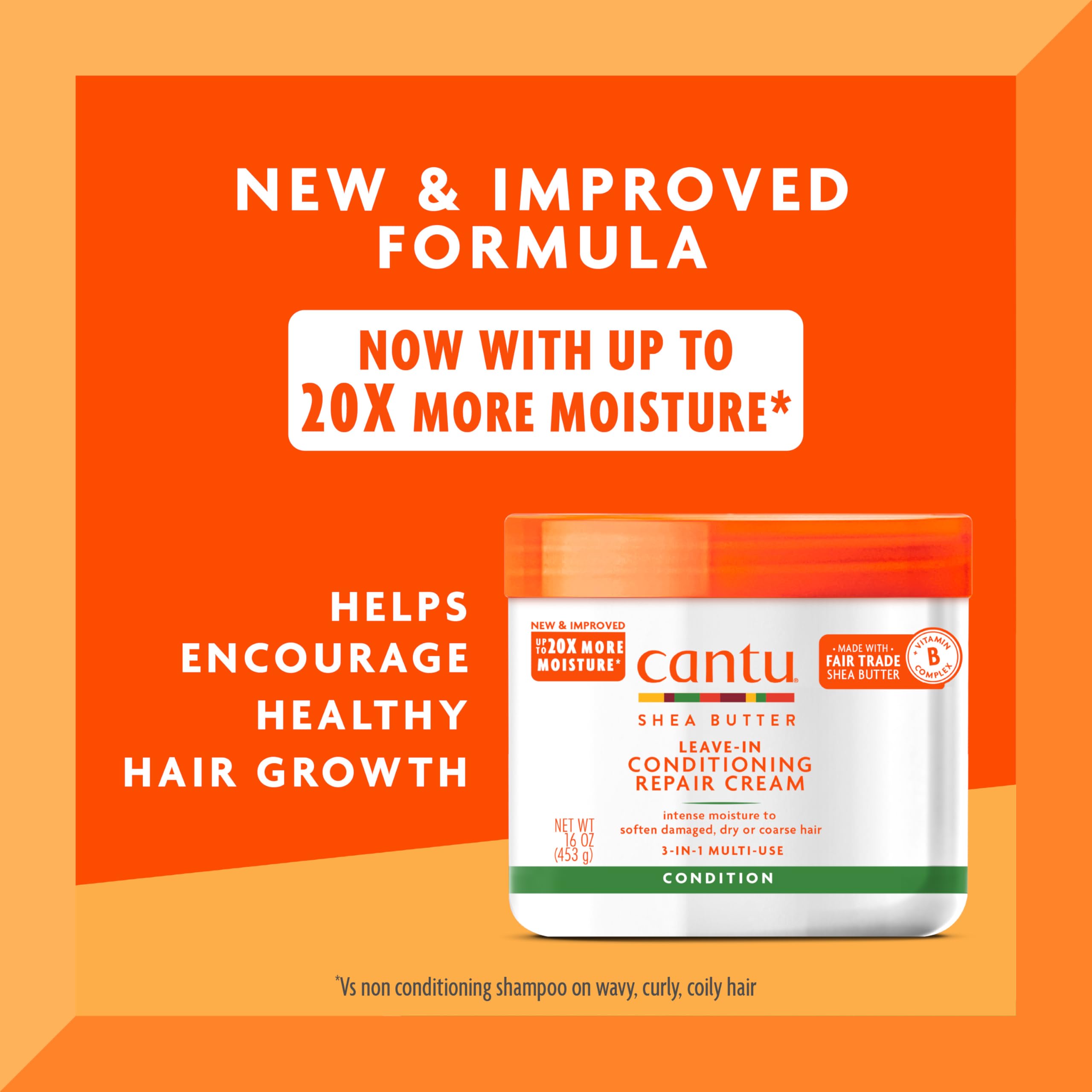 Cantu Leave-In Conditioning Repair Cream with Shea Butter, 16 oz (Packaging May Vary)