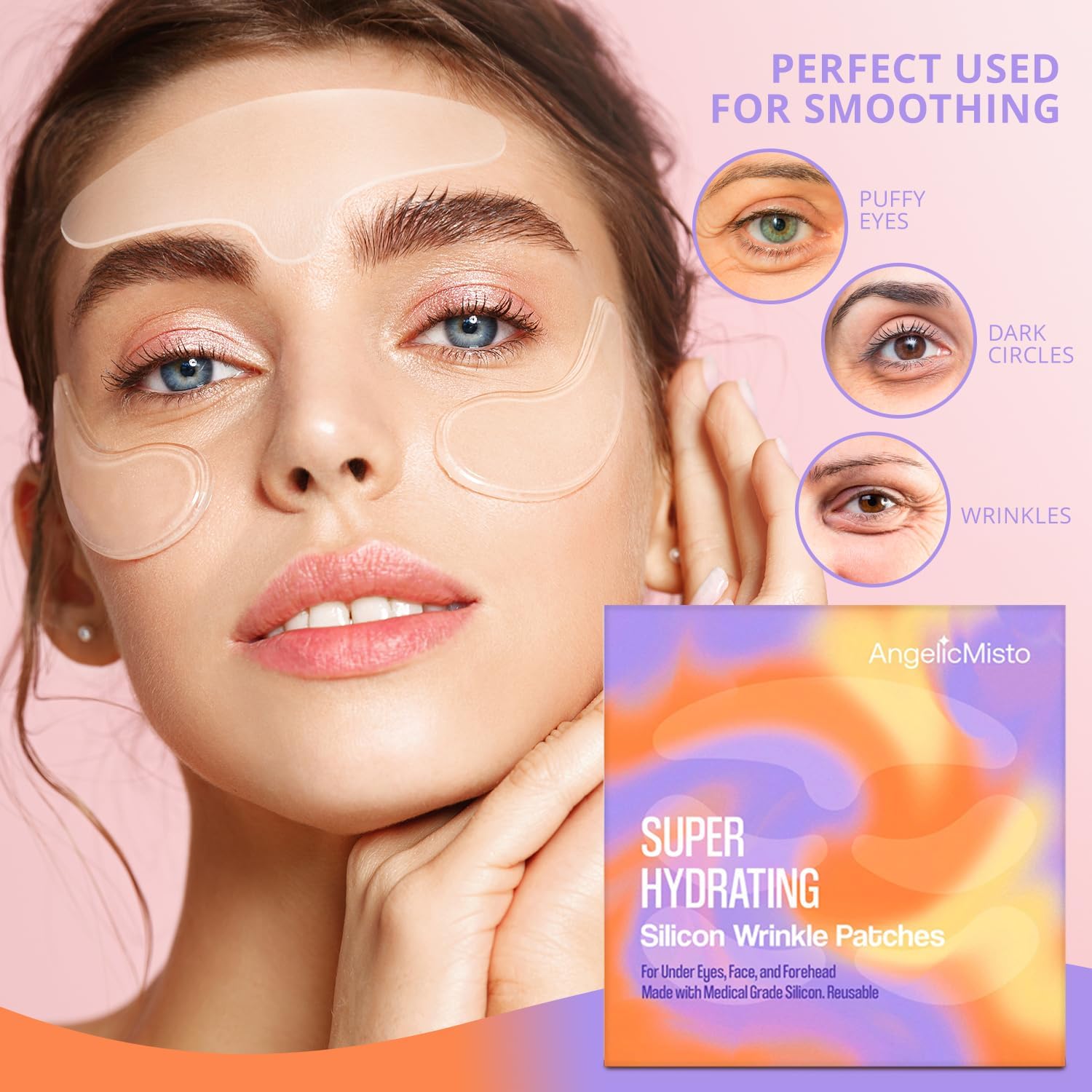 Silicone Wrinkle Patches for Forehead, Under Eye & Face: Reusable & Non-Invasive, Smooth Look & Fine Line Care - Medical Grade Silicone Face Patches Kit
