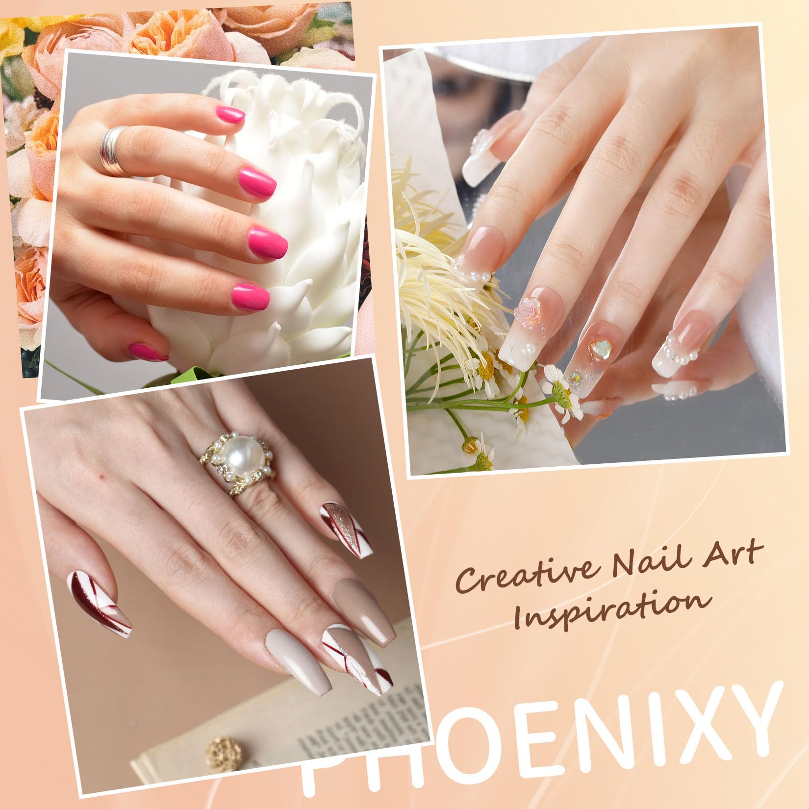 Phoenixy Gel Nail Polish Set - 50pcs UV Nail Polishes 7ml Nail Varnish with Base Top Matte Glitter Coat Gel Polish Set Nail Varnish Sets Gift for Women