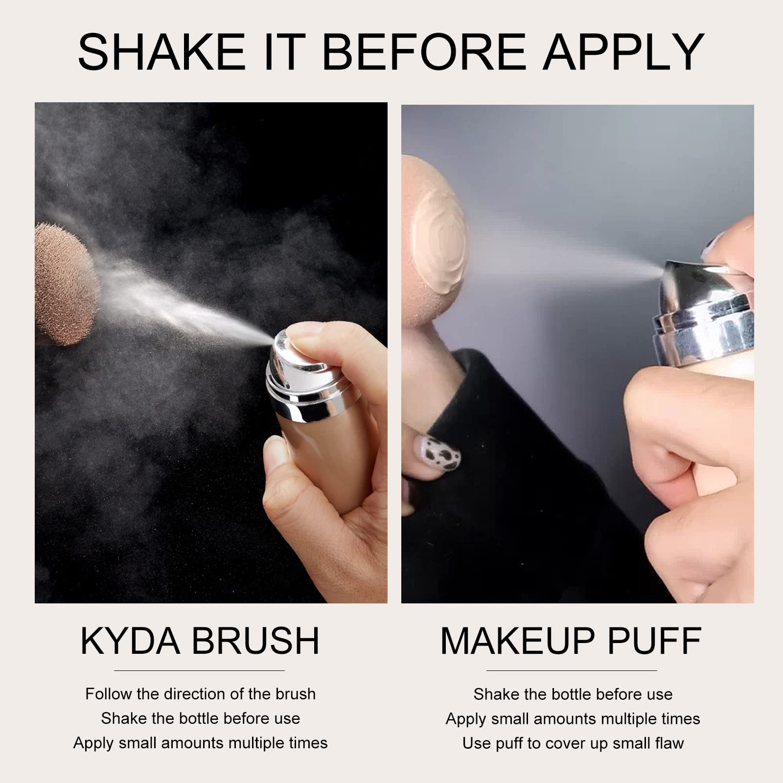KYDA AirBrush Foundation Spray, Silky Foundation Makeup, High Coverage Smooth Creamy Finish, Lasting Lightweight Breathable, Moisturizing Makeup Base Cream-#220 Natural Beige