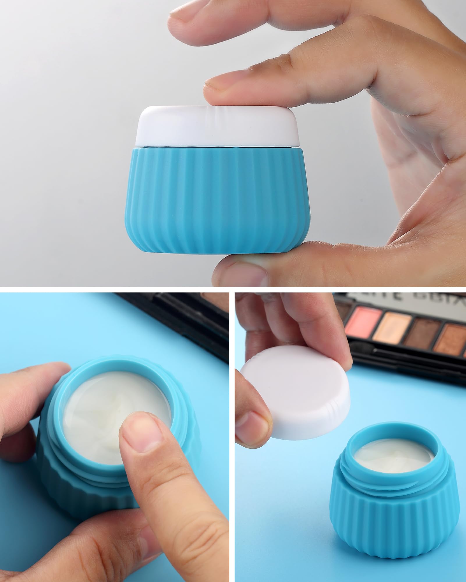 Gemice Travel Bottles for Toiletries 8 pcs Tsa Approved Travel Size Toiletries 90ml Travel Containers for Toiletries Silicone Cream Jars with Clear Bag Leak Proof Silicone Squeezable Travel Essentials