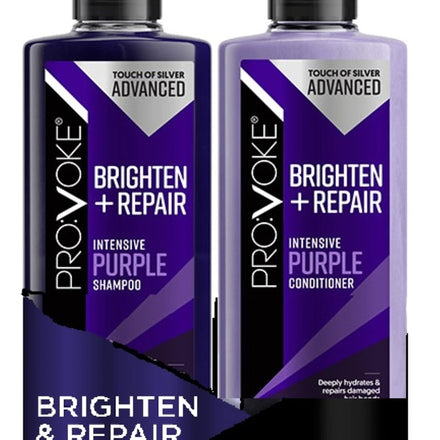PROVOKE Touch of Silver Advanced Brighten and Repair Shampoo and Conditioner 200 ml Removes Brassy Yellow Tones Instantly Deep Repair Nourish and Restore Duo Pack