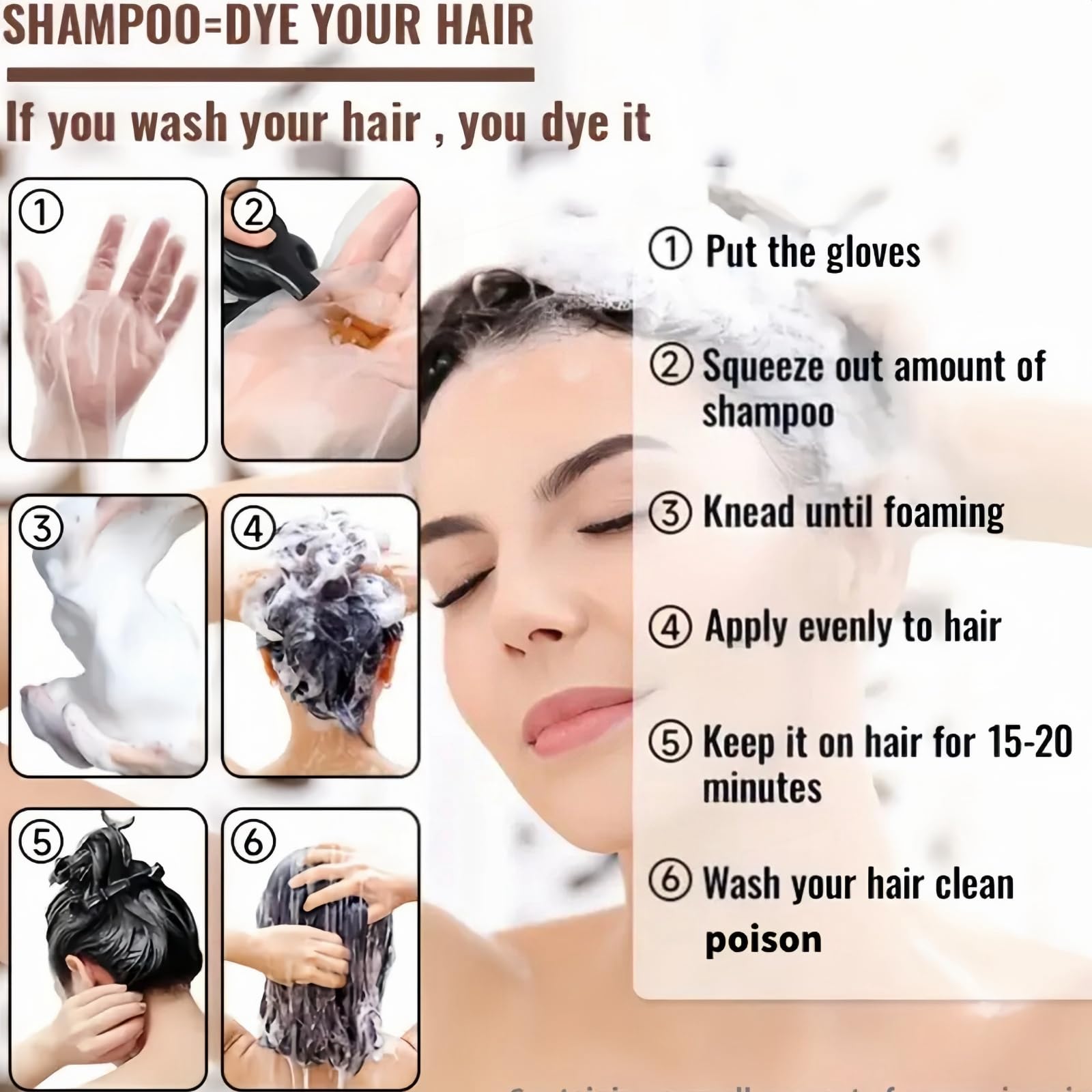 Polar Hair Dye Shampoo,3 in 1 Shampoo for Color Treated Hair,Brown Hair Dye,Natural Plant Hair Dy/e Sham/poo,Pol/ar Hair Care,Ha/ir Care Instant Dye Sham/poo,Ha/ir Dye Pure Plant Extract(Light Brown)