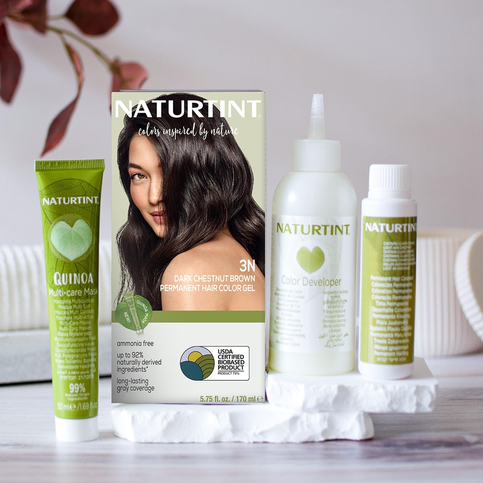 Naturtint 3N Dark Chestnut Brown Permanent Hair Color (Pack of 1), Ammonia Free, Vegan, Cruelty Free, up to 100% Gray Coverage, Long Lasting Results (Packaging may vary)