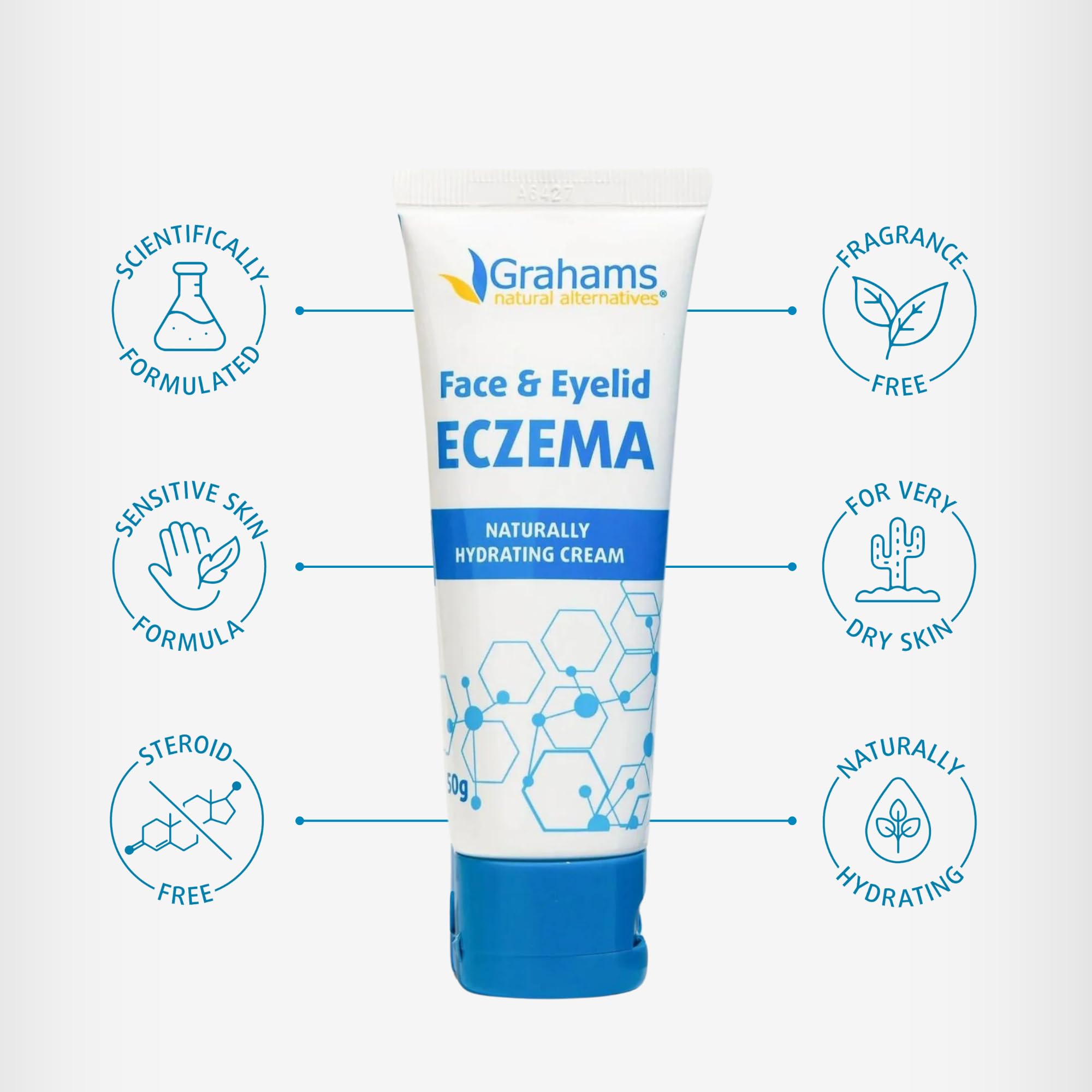 Grahams Natural Face & Eyelid Eczema Cream - Face Cream for Eczema, Dermatitis & Itch Relief - with Colloidal Oatmeal for Dry Skin, Redness & Inflammation | Hypoallergenic & Steroid-Free (100g)