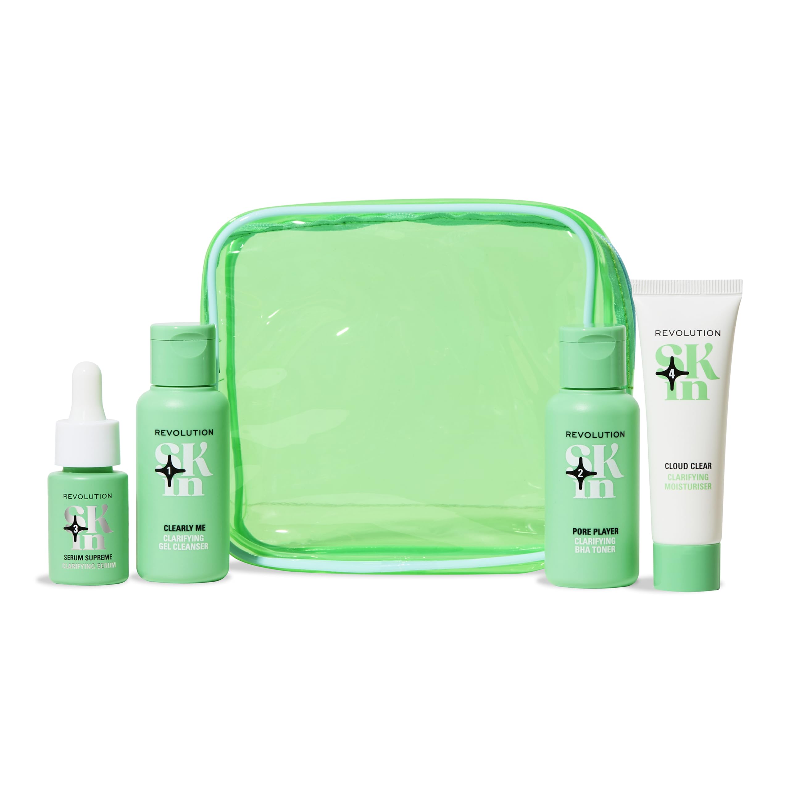 Revolution Skin, Clearly Clarify 4 Step Starter Kit, Skincare Set for Blemish-Prone Skin, Includes Cleanser, Toner, Serum & Moisturiser, Vegan & Cruelty-Free, 4 Products Included