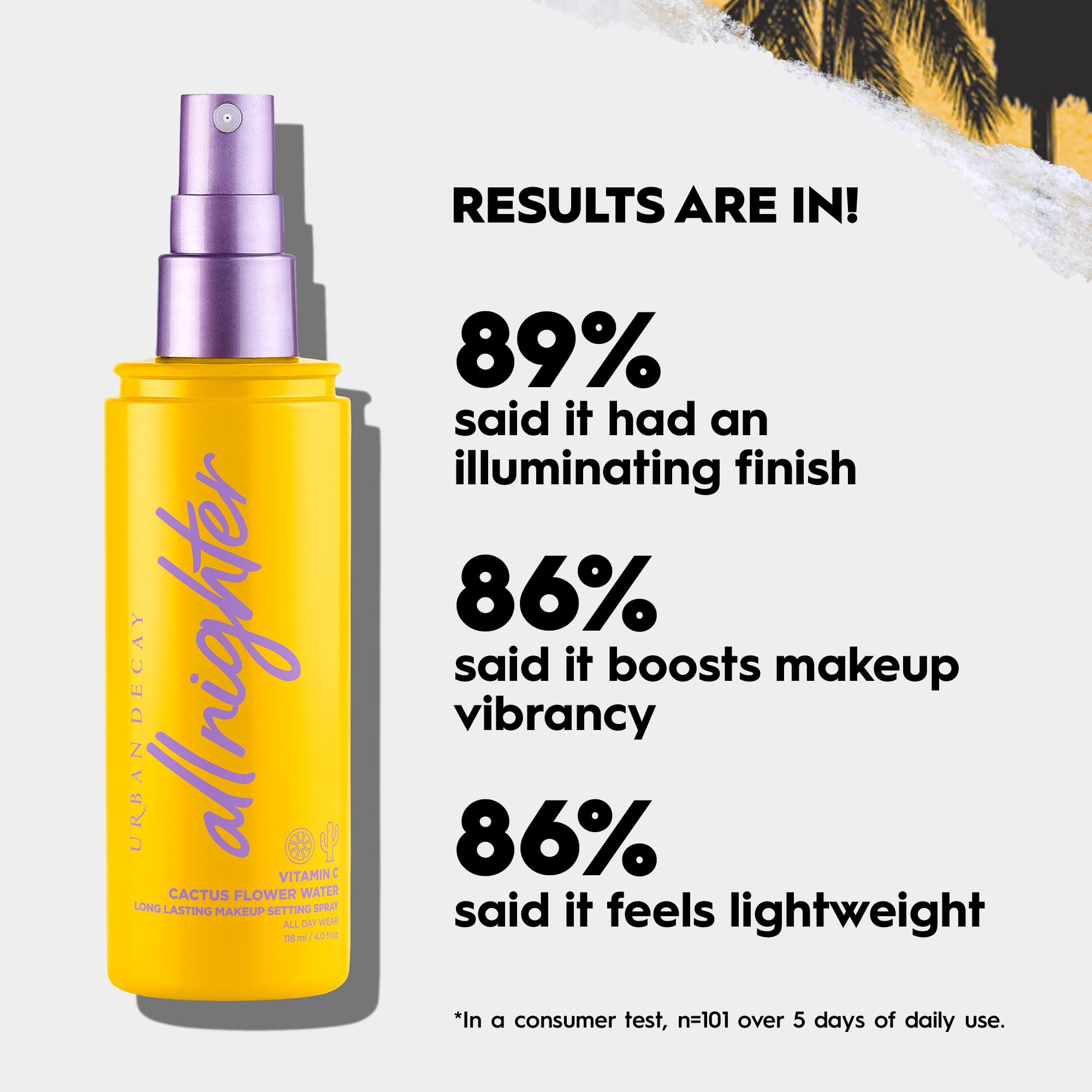 Urban Decay All Nighter Makeup Setting Spray Vitamin C, Long-Lasting Fixing Spray for Face, Up to 16 Hour Wear, Vegan Formula, Travel-Size 30 ml