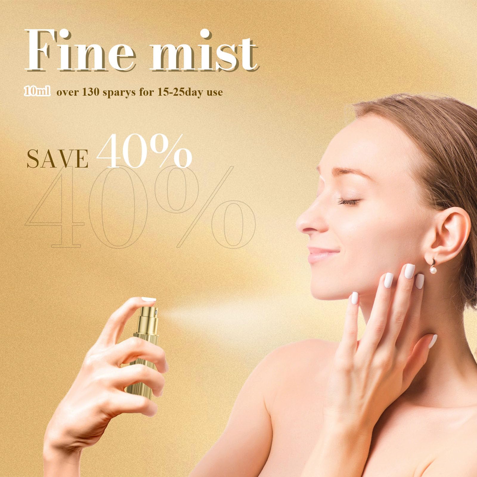 JOOMOKO Perfume Atomiser, Perfume Travel Bottle, 10ML Atomiser Spray Bottle, Refillable & Travel Size Perfume Spray Bottle Easy to Refill Cologne Dispenser for Women and Men(Gold&Black)