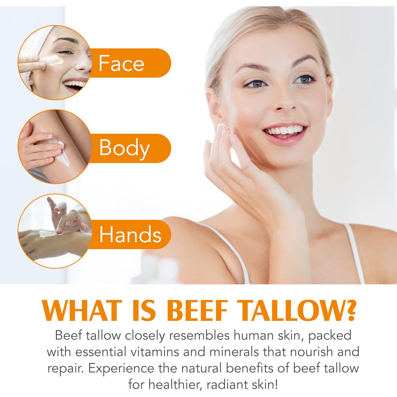 Beef Tallow for Skin,Meifenla Tallow and Honey Cream Natural Tallow Face Moisturizer, Organic Hydrating Beef Tallow Balm Deeply Moisturizing for Face & Body Skin Care