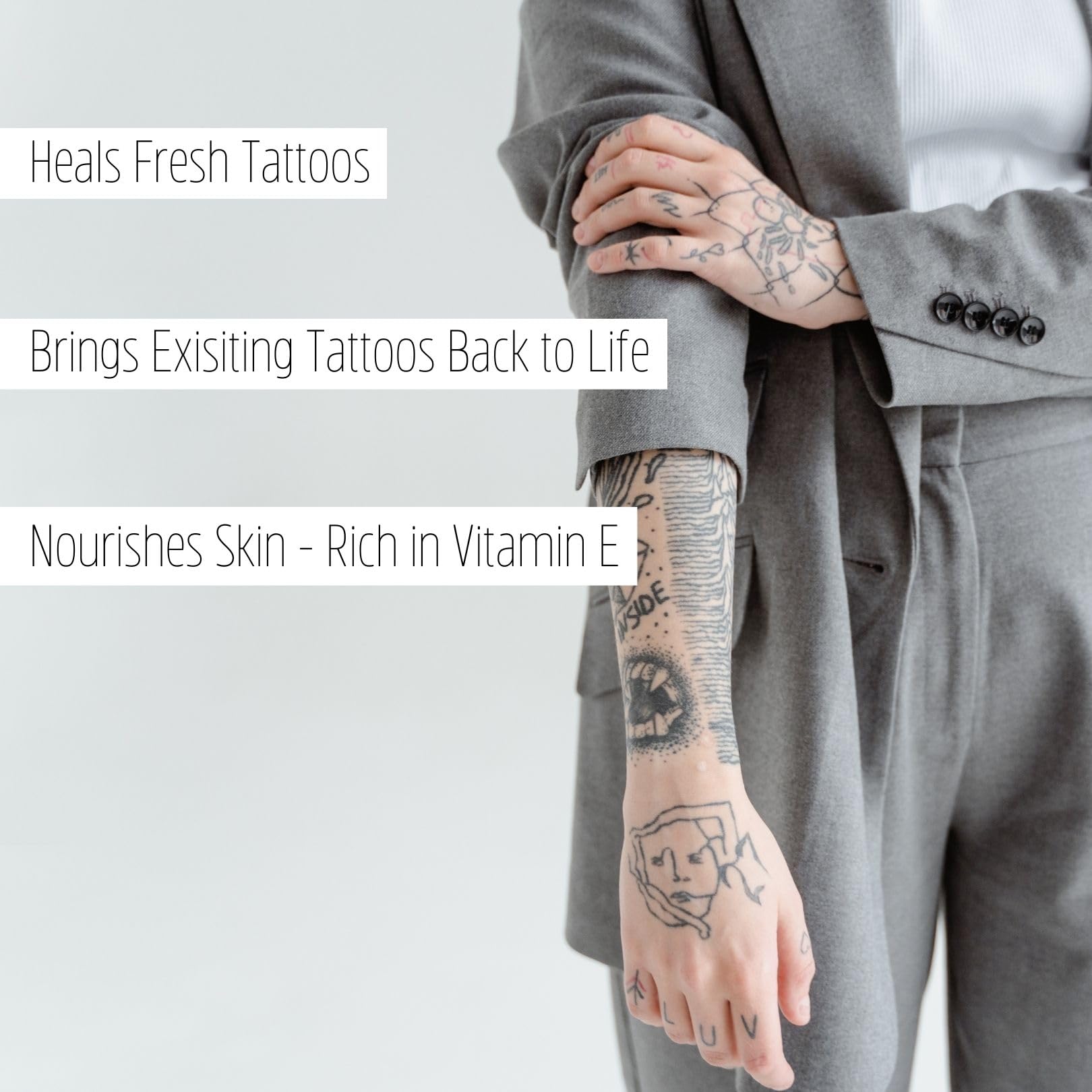 Butter Up Tattoo Aftercare - Heals & Brightens Tattoos, Vegan, Natural, Organic, Cruelty Free, Rich Creamy Body Butter 100ml