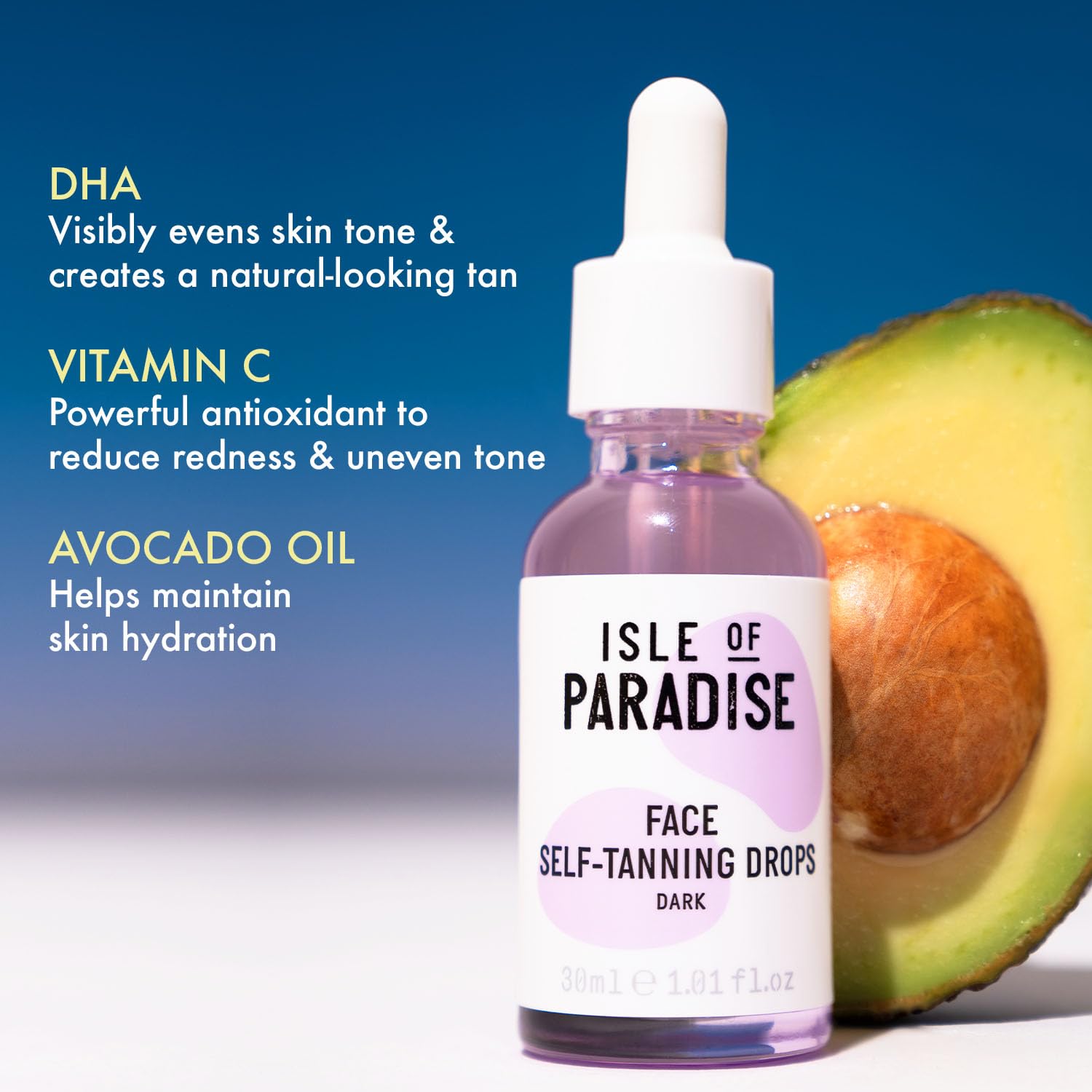 Isle of Paradise Self Tanning Face Drops Dark (30 ml) Add Self Tanning Drops to Skin Care Natural Ingredients & Vegan