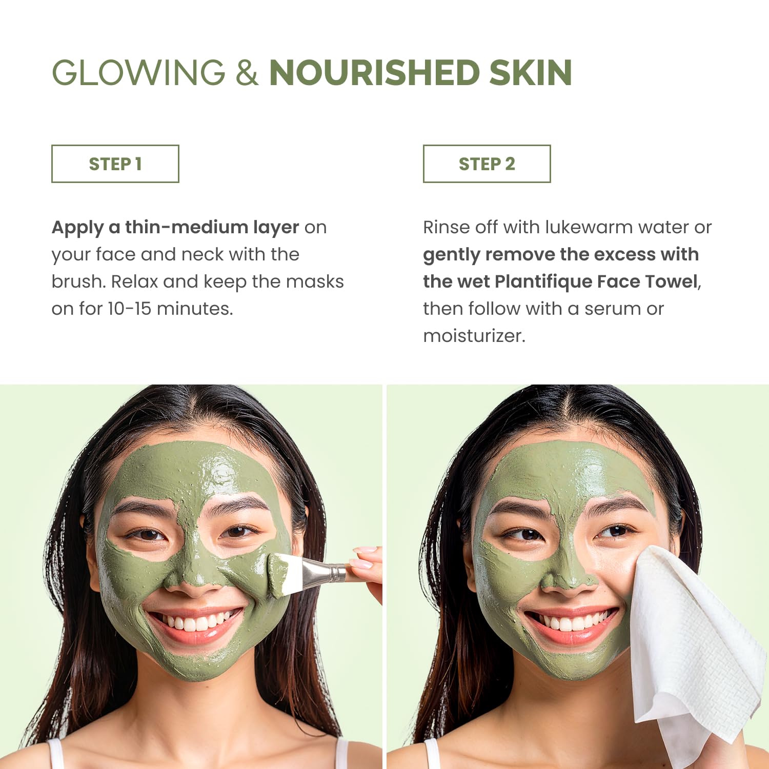 Plantifique Korean Skincare Face Mask – Organic Clay Mask with Avocado & Green Tea, Vegan & Dermatologically Tested Mud Mask for Face & Body – 100g/3.4 Oz