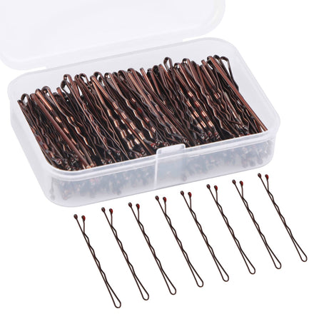 150 PCS Bobby Pins, 2 Inch Hair Clips and Kirby Grips for Women's Hair Styling with Storage Box (Brown)