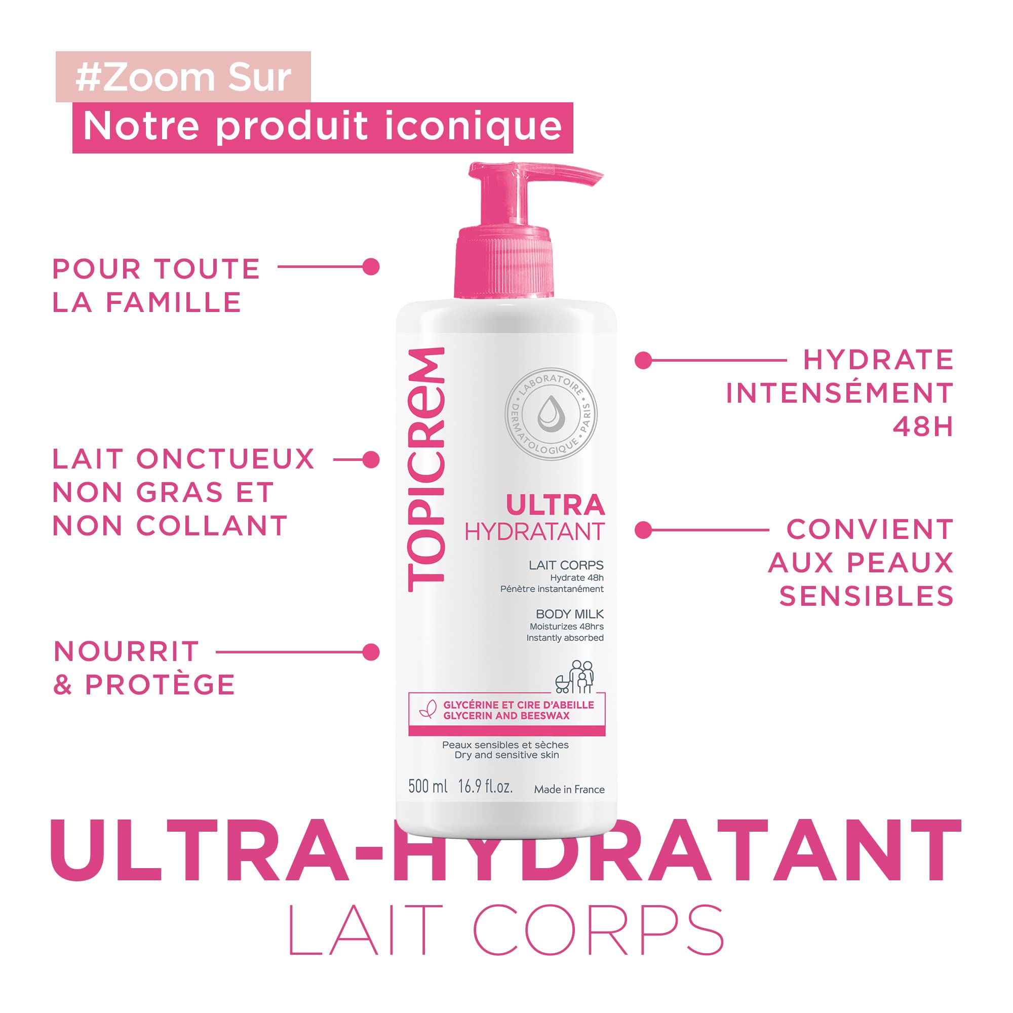 Topicrem ultra-moisturising body milk, 500 ml