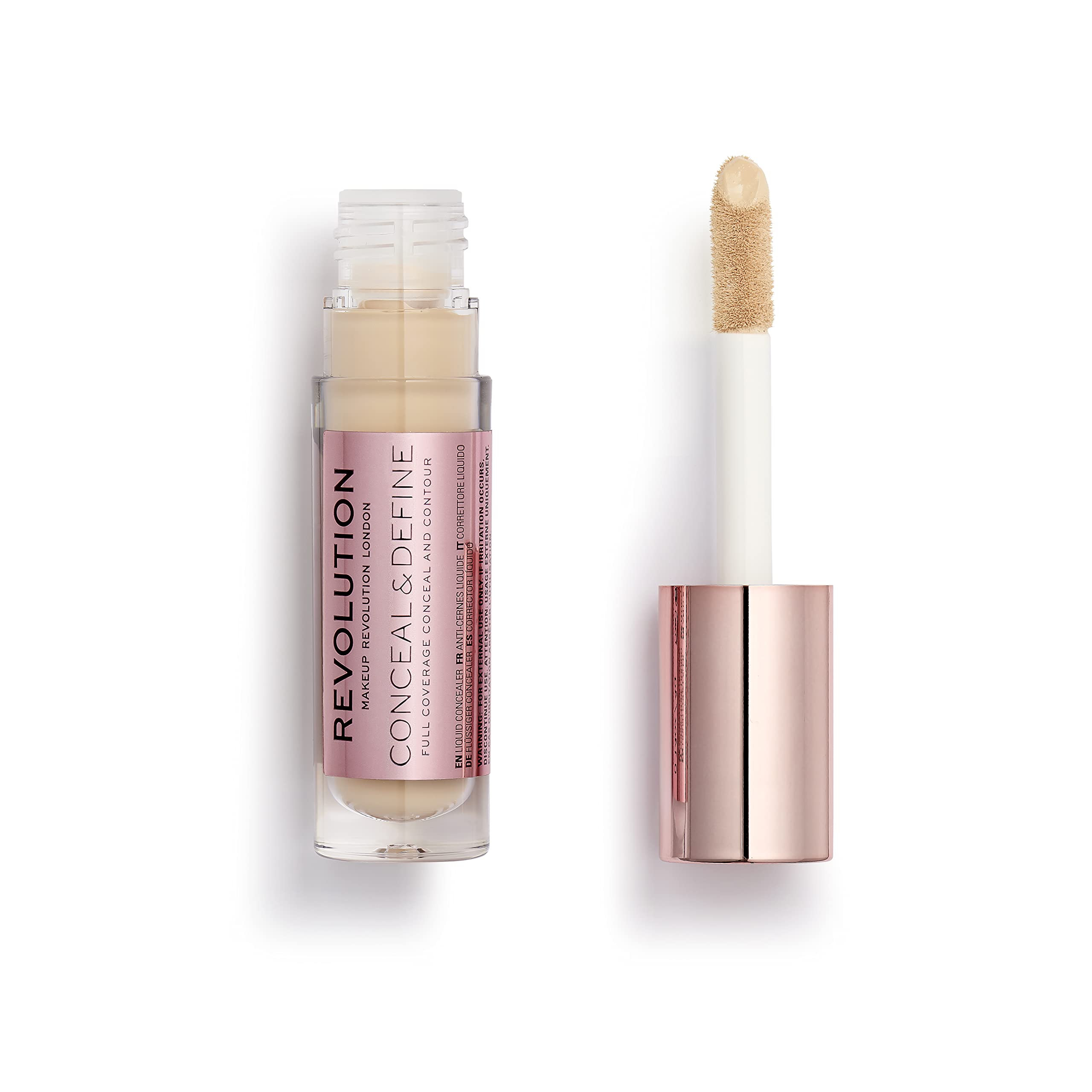 Revolution, Conceal & Define Concealer, Full Coverage & Lightweight, Long-Lasting Matte Finish, Vegan & Cruelty Free, C6 Fair or Light Skin Tones, 0.14 oz