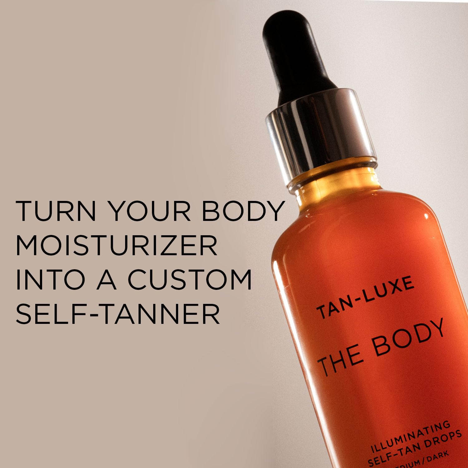 Tan-Luxe THE BODY Self Tan Drops, Medium/Dark (15 ml) Add Tanning Drops to Skin Care for Custom Body Tan, Cruelty Free & Vegan