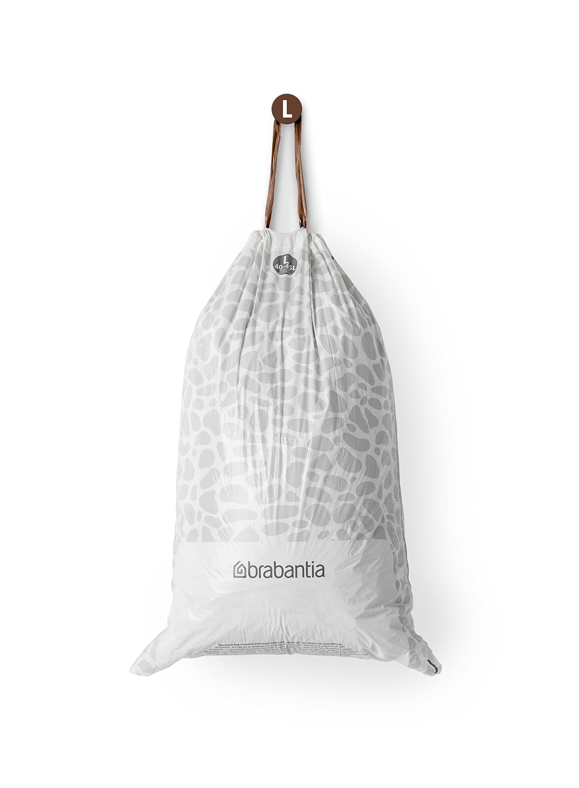 Brabantia PerfectFit Trash Bags (Size L/10.6-12 Gal) Thick Plastic Trash Can Liners with Drawstring Handles (120 Bags)