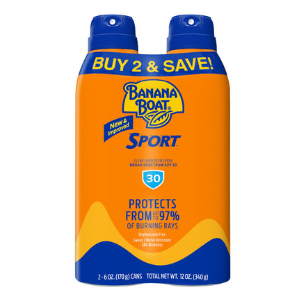 Banana Boat Ultra Mist Sport Performance Broad Spectrum Sun Care Twin Pack Sunshine Screen Spray – SPF 30, 6 Ounce by Banana Boat