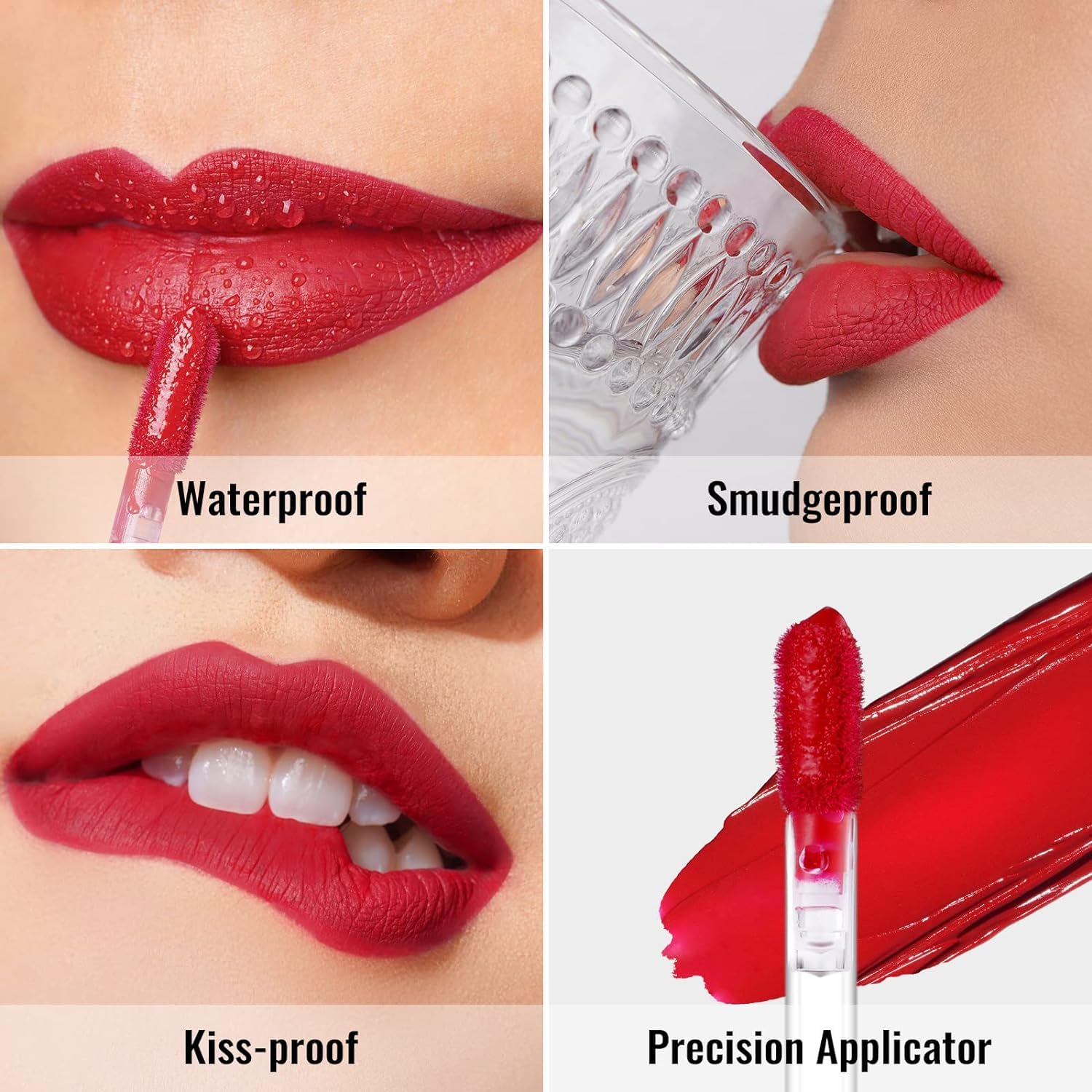 Oulac Matte Liquid Red Lipstick for Women, Deep Red Lip Gloss Creamy Matte Texture, Waterproof, Non-Stick Cup, Extra-Pigmented Lip Tint Stain with Vitamin E & Rose Oil, Vegan, Cruelty-Free, M01