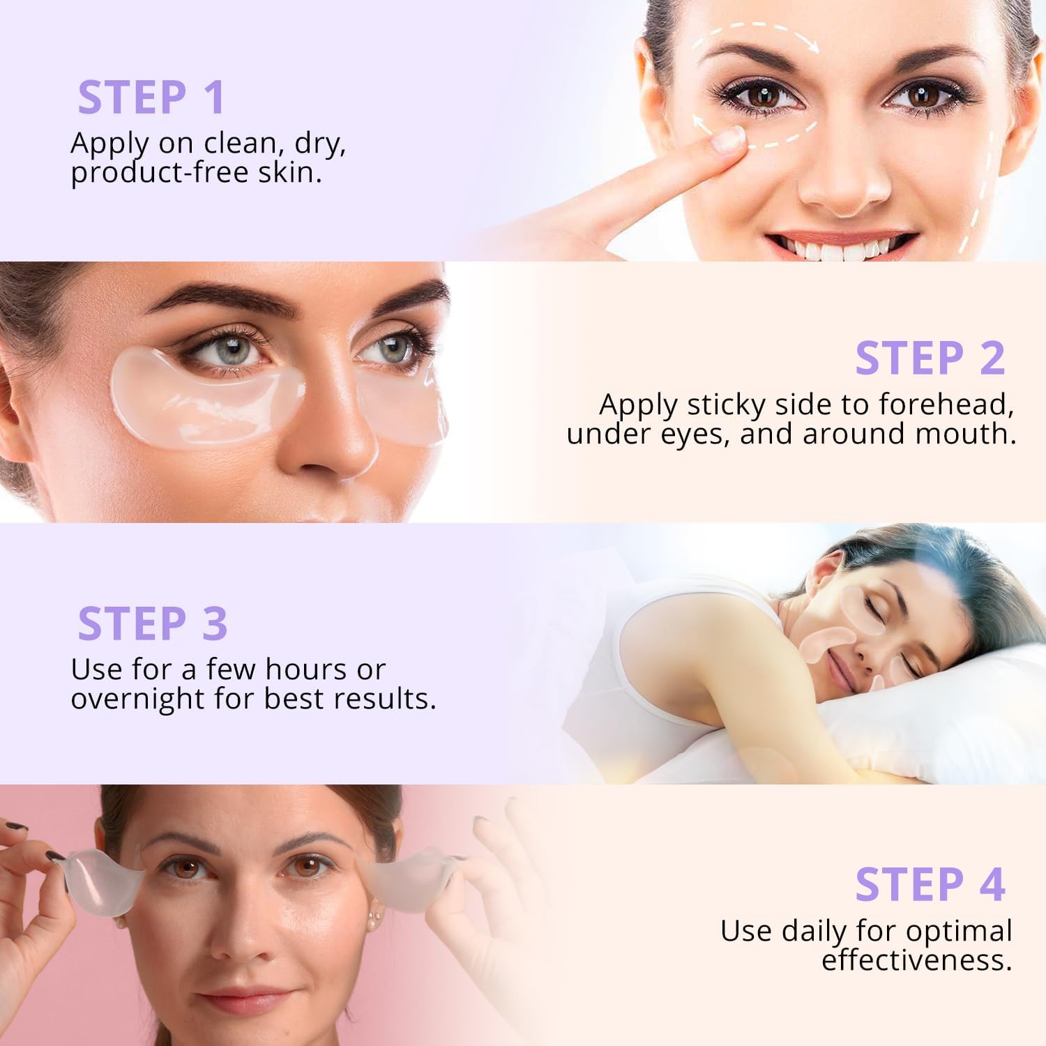 Silicone Wrinkle Patches for Forehead, Under Eye & Face: Reusable & Non-Invasive, Smooth Look & Fine Line Care - Medical Grade Silicone Face Patches Kit