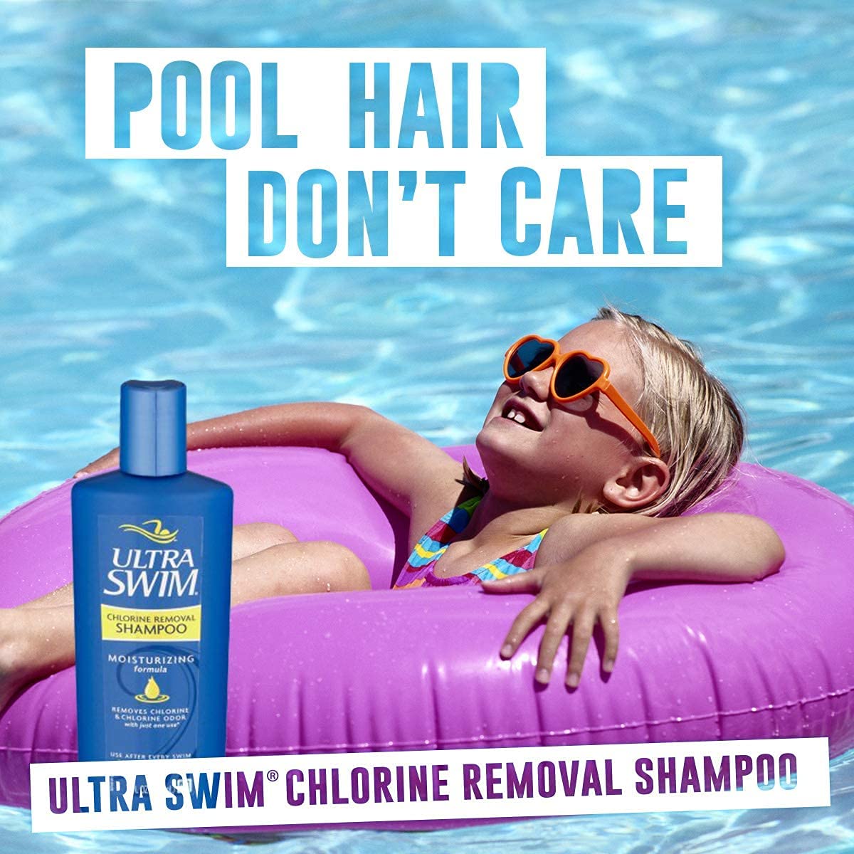 UltraSwim Chlorine Removal Shampoo. Moisturising Formula. Removes Chlorine and Chlorine Odour With Just One Use, Can Be Used After Every Swim. 207 Millilitres