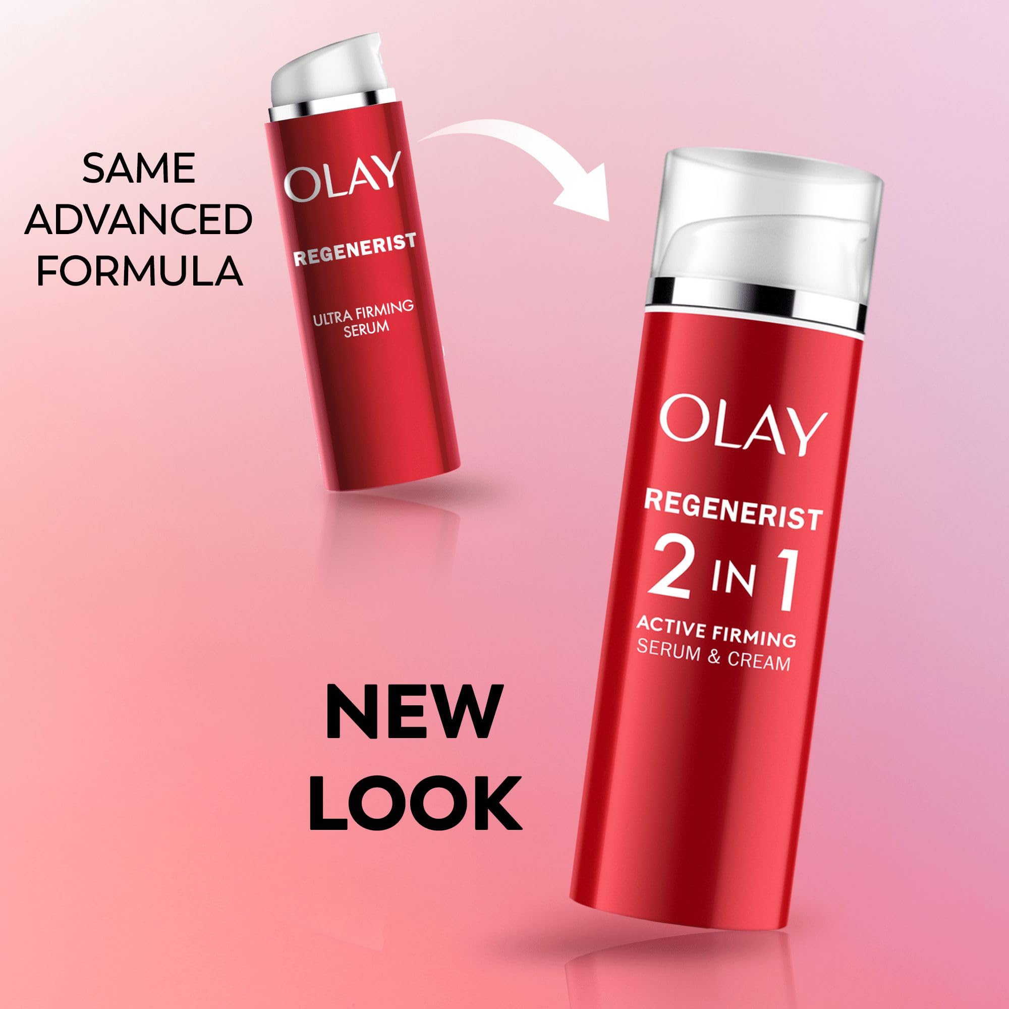 Olay Regenerist Day Face Cream & Serum, 2in1 Anti-Wrinkle + Active Firming Skincare Moisturiser with Anti-Ageing Niacinamide and Peptides, Renews, Firms and Hydrates, Lightweight 50ml