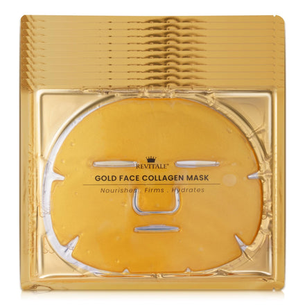 Revitale 24K Gold Face Mask (10 Pack) - Hydrating & Nourishing Sheet with Collagen and Natural Extracts for Radiant, Moisturised Skin
