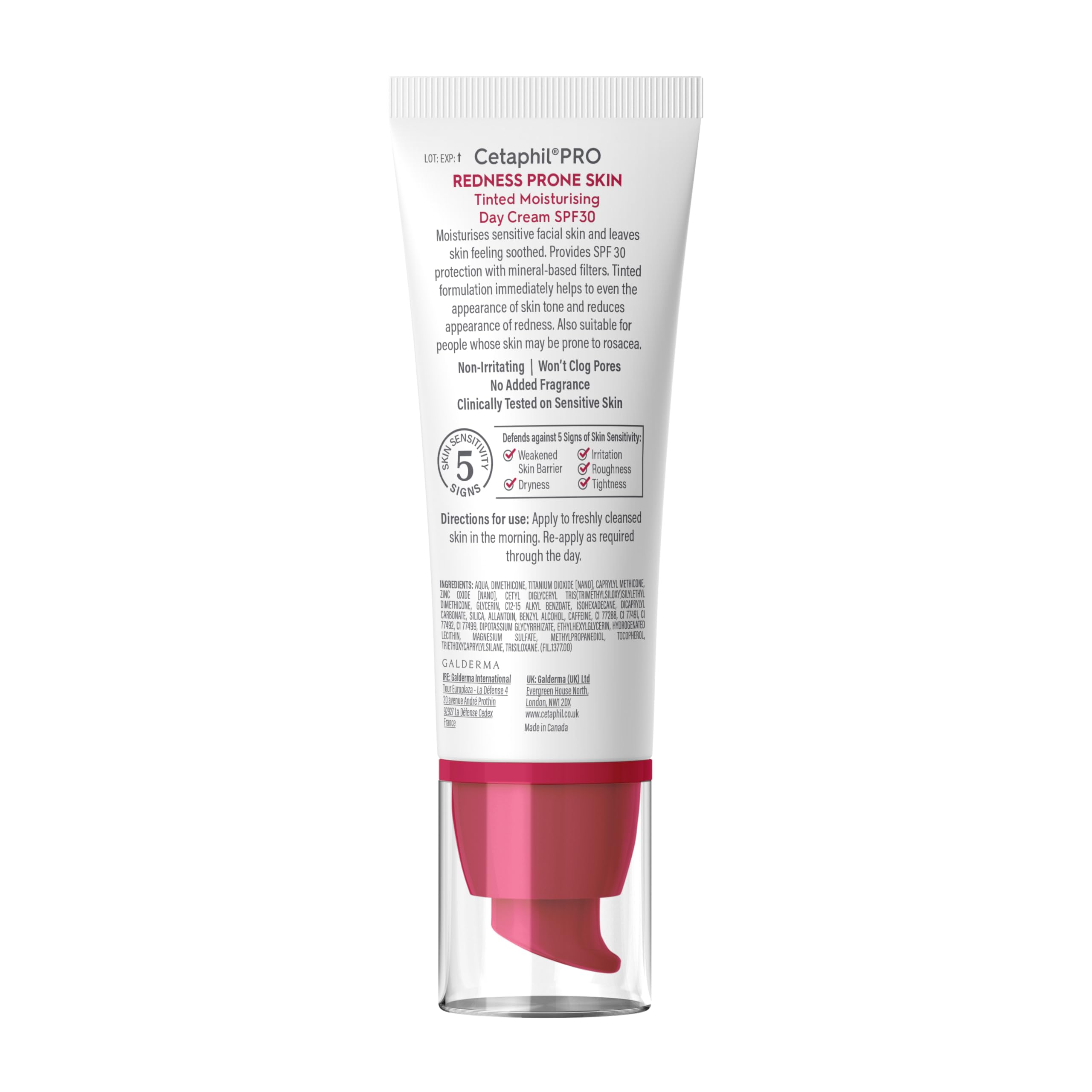 Cetaphil PRO Tinted Moisturising Day Cream SPF 30, 50ml, Face Sun Cream For Sensitive & Redness Prone Skin, Vegan Friendly