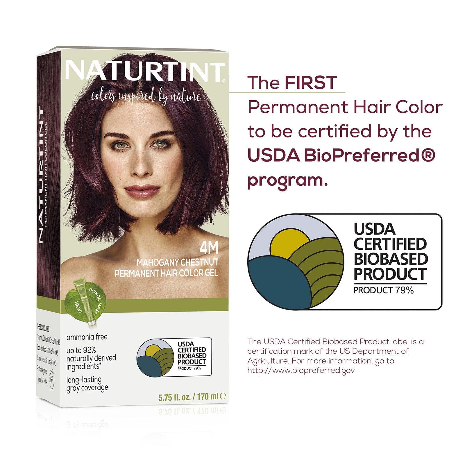 Naturtint 4M Mahogany Chestnut Permanent Hair Color (Pack of 1), Ammonia Free, Vegan, Cruelty Free, up to 100% Gray Coverage, Long Lasting Results (Packaging may vary)