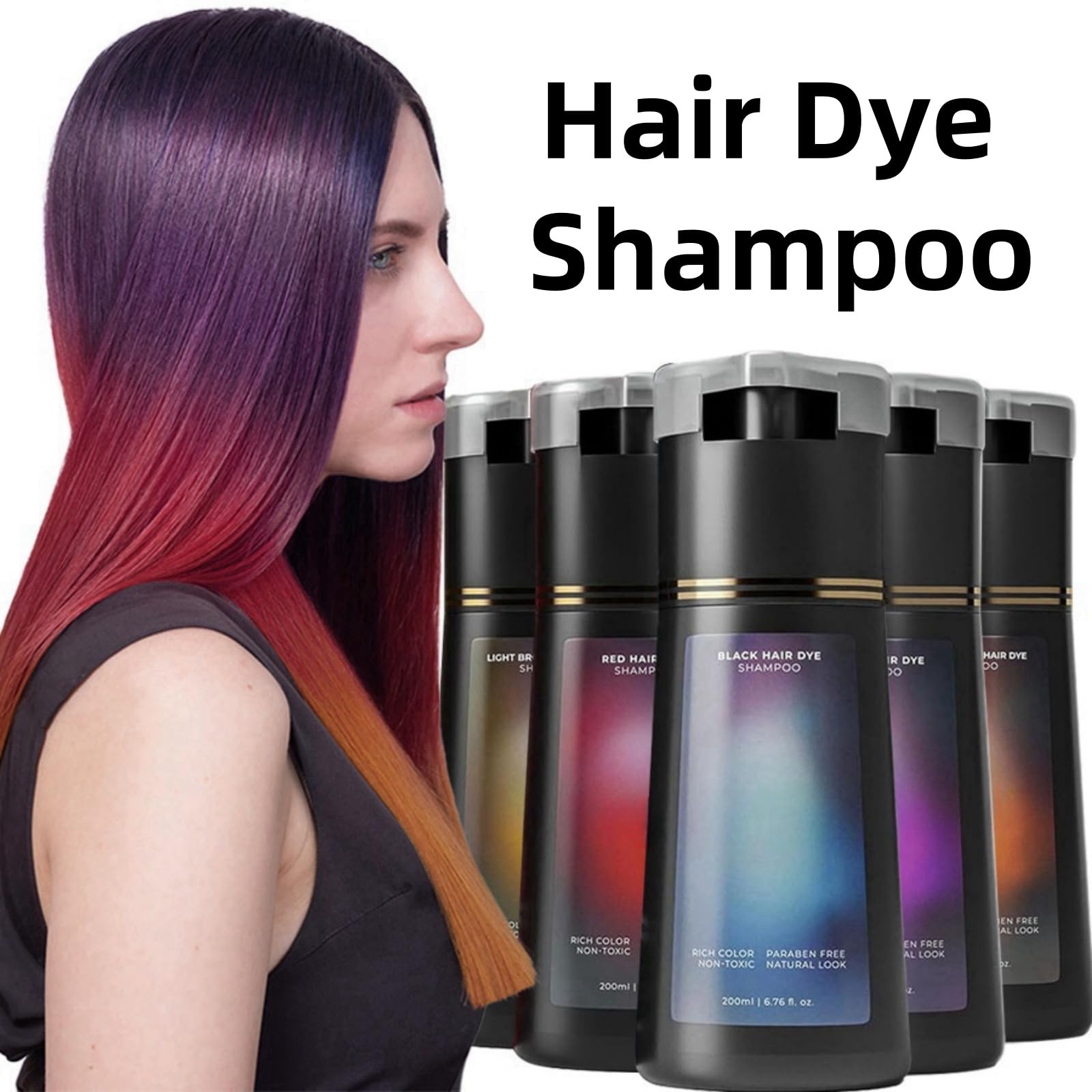 Polar Hair Dye Shampoo,Hair Dye Sham-poo,Instant Ha-ir Dy-es Shampoo,Ha-ir Colour Sham-poo Care,3 In 1 Instant Hairs D-ye Sham-poos,Easy to Use Shampoos D-ye,Colour Shampoos to Cover Grey Hairs,Red
